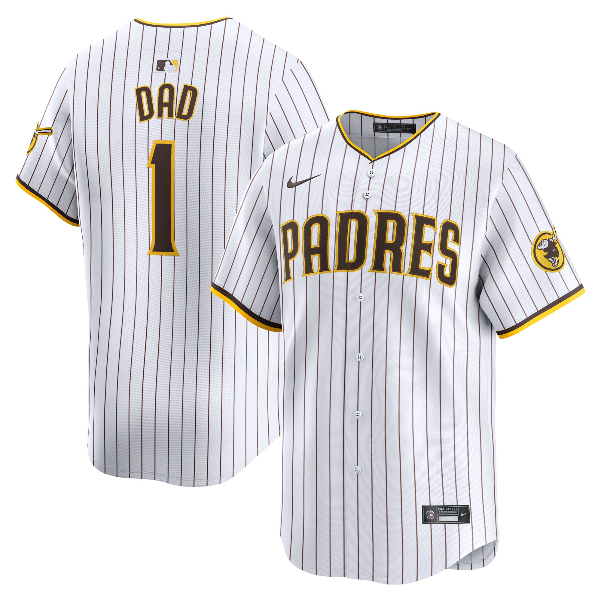 San Diego Padres #1 Dad Home Limited Baseball Jersey - White