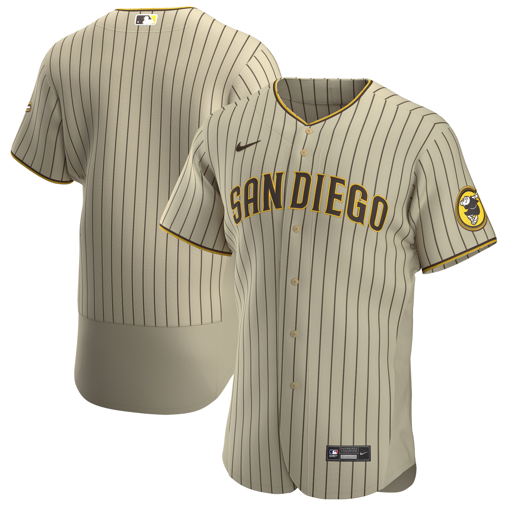 San Diego Padres Alternate Authentic Team Baseball Jersey - Tan/brown