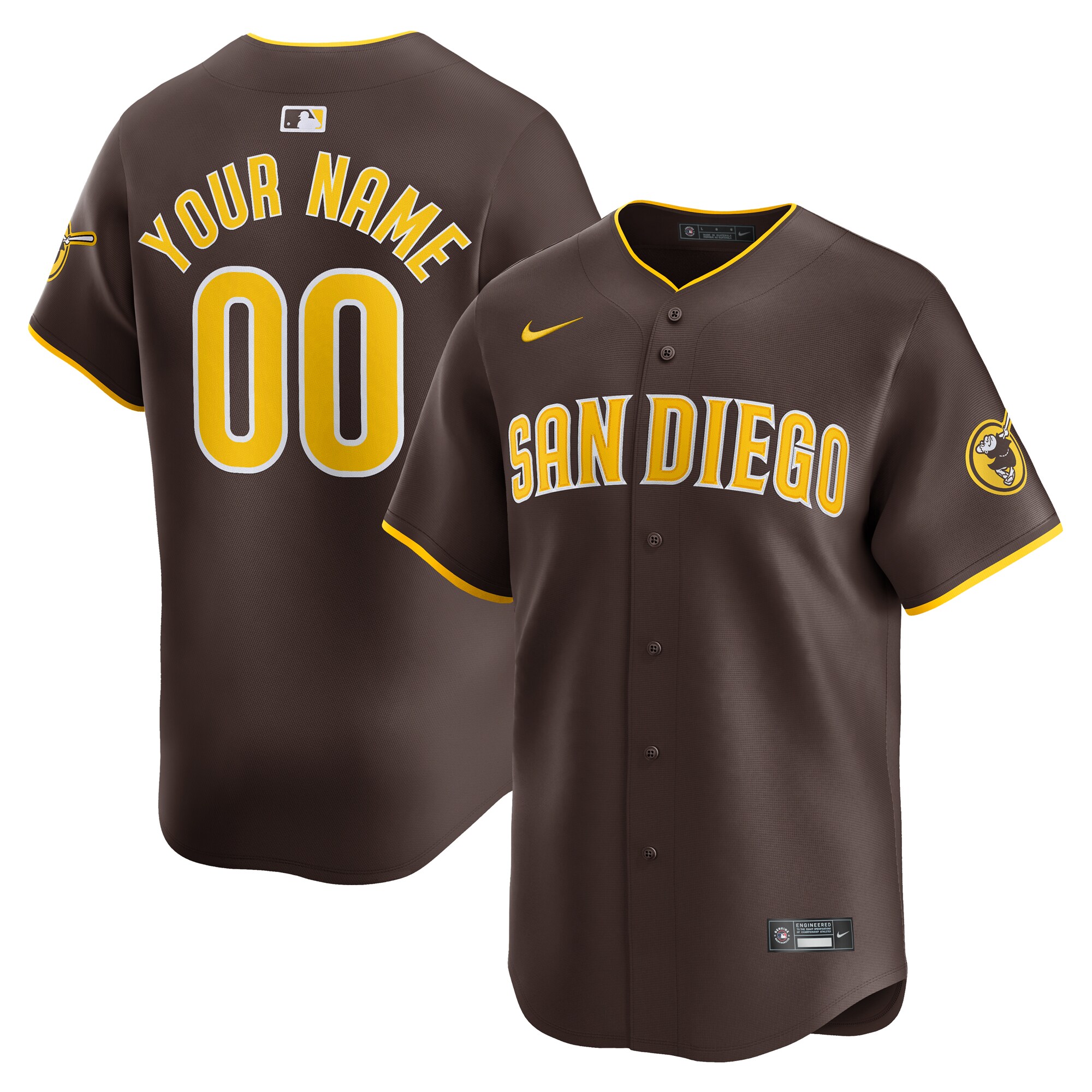 San Diego Padres Away Limited Custom Baseball Jersey - Brown