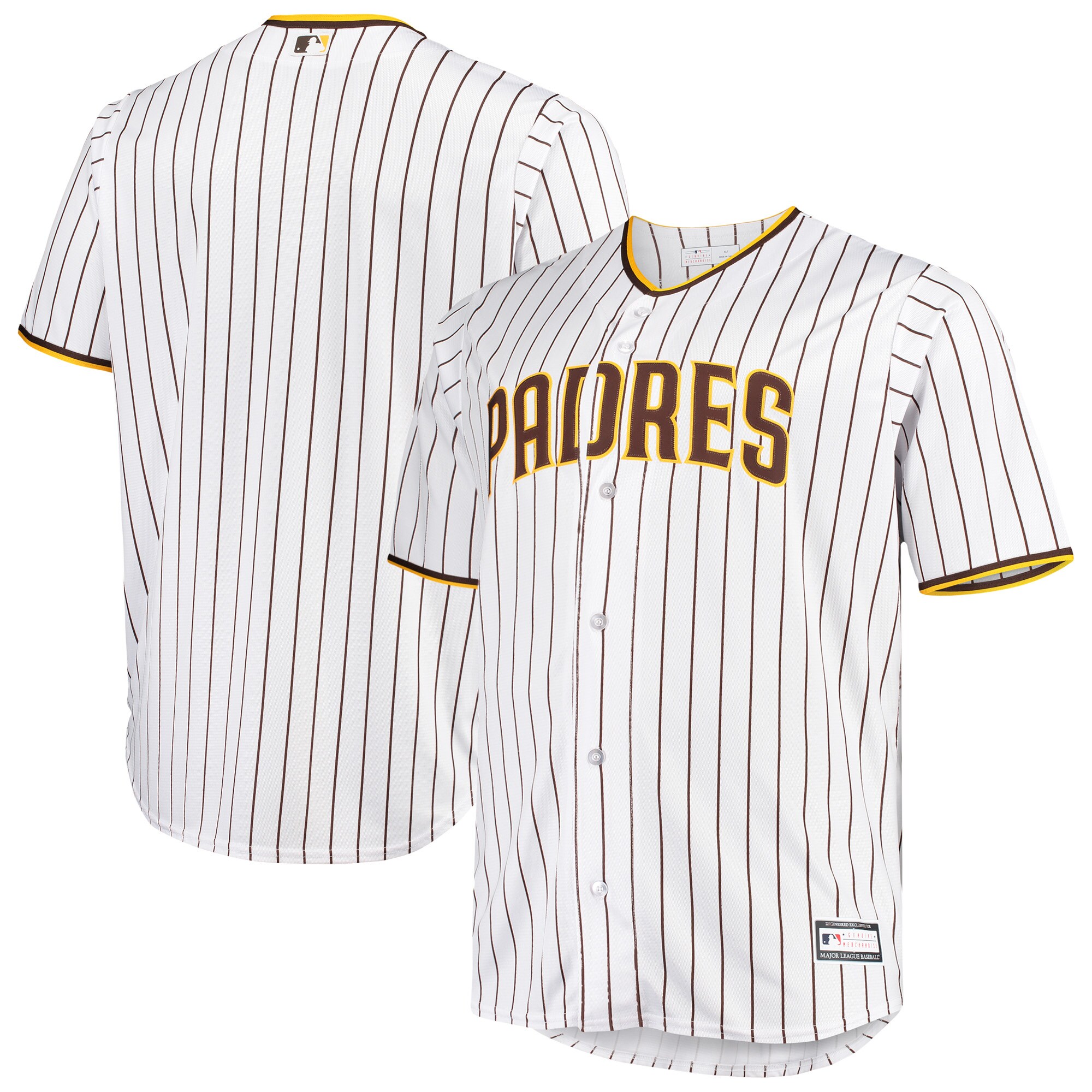 San Diego Padres Big & Tall Home Replica Team Baseball Jersey - White/brown