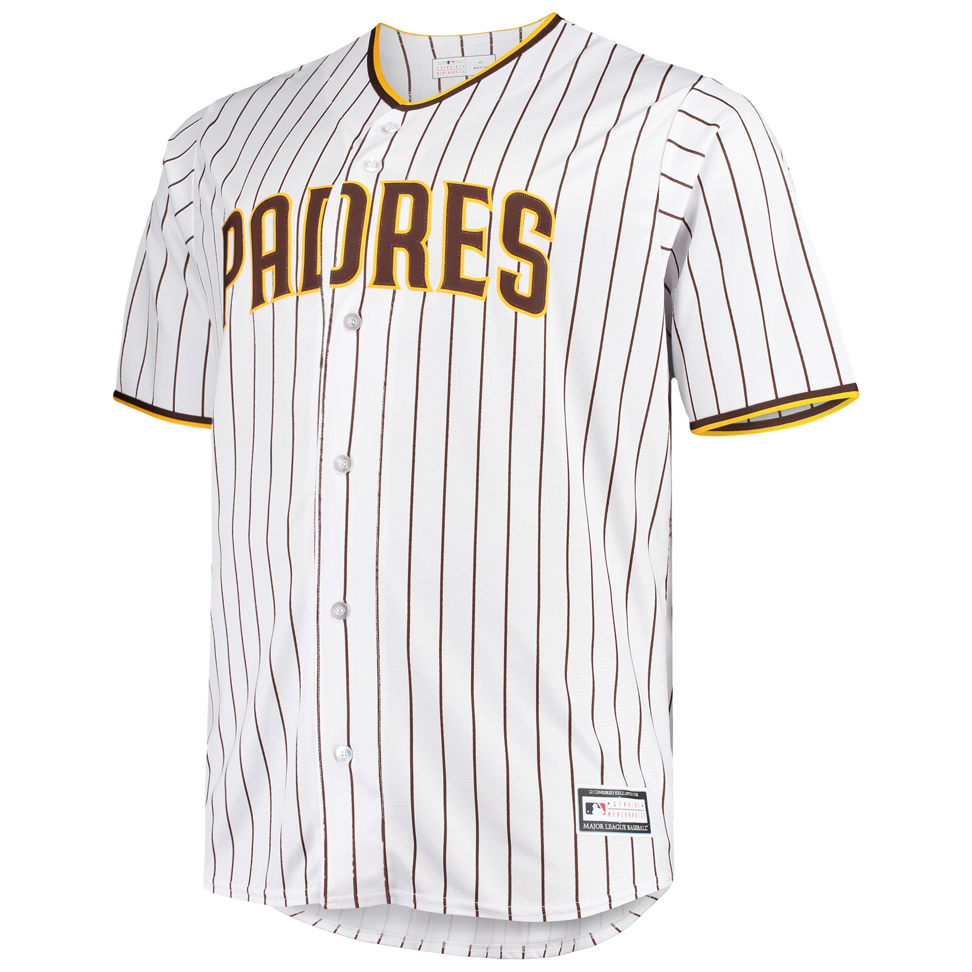 Alternative view of San Diego Padres Big & Tall Home Replica Team Baseball Jersey - White/brown