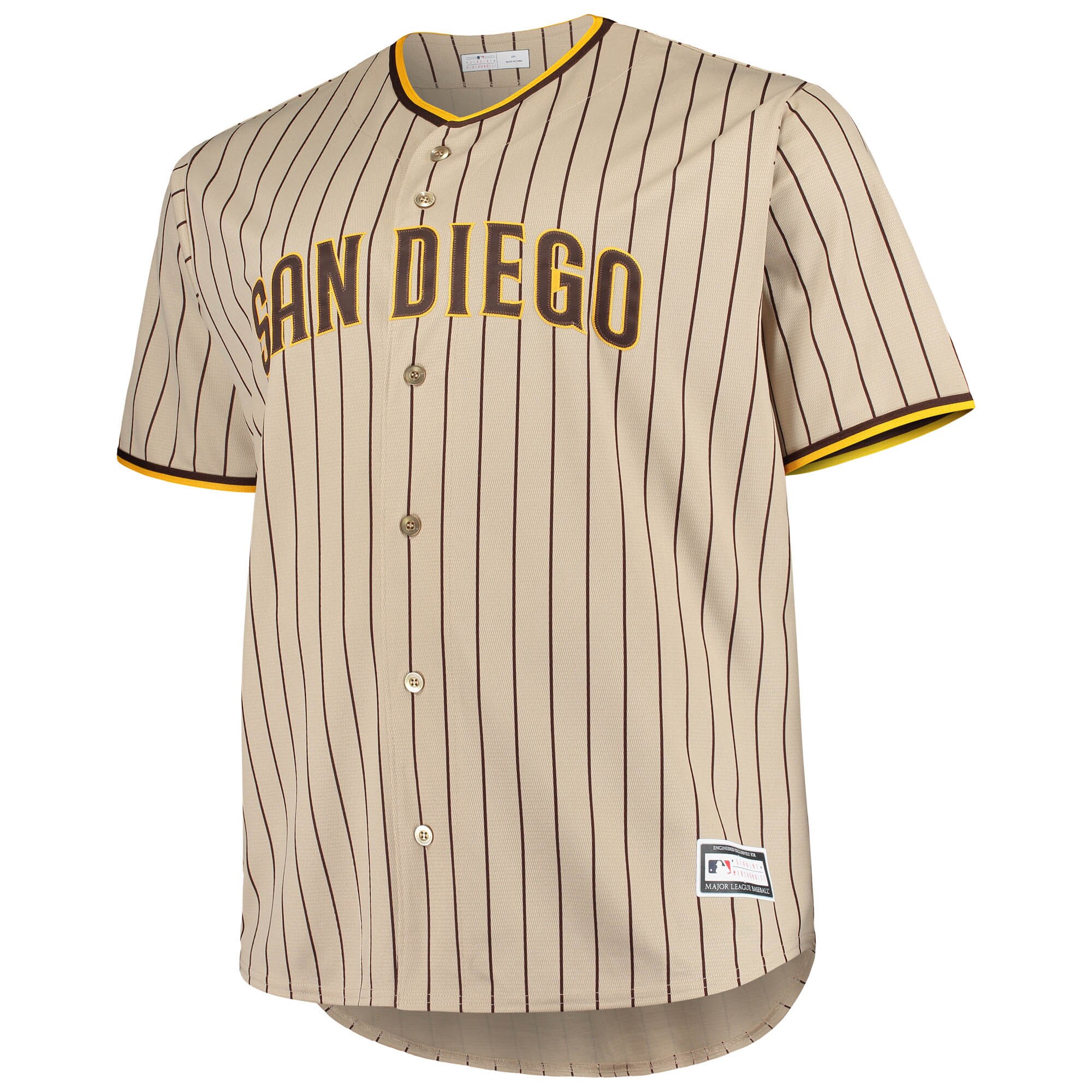 Alternative view of San Diego Padres Big & Tall Road Replica Team Baseball Jersey - Brown