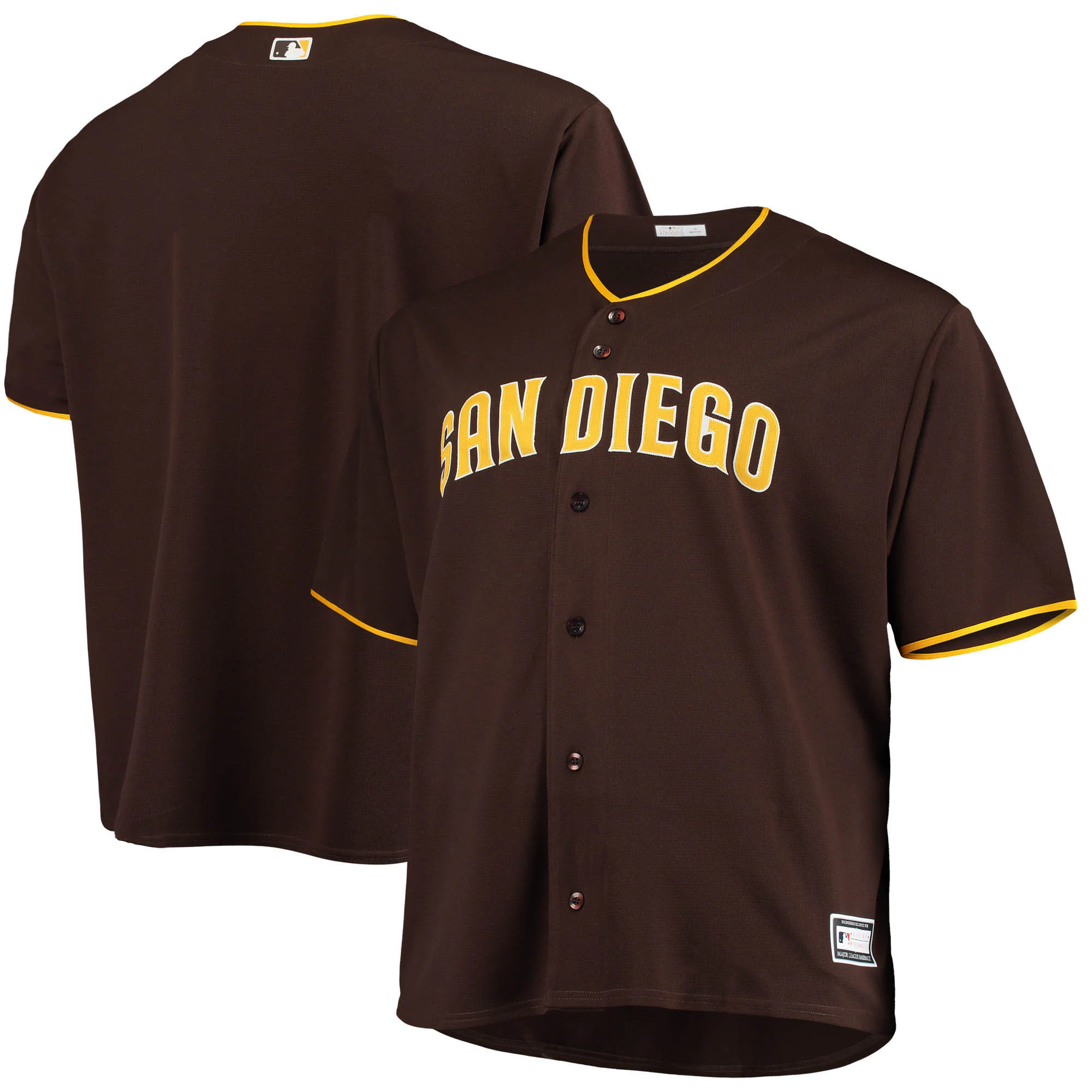 San Diego Padres Big & Tall Alternate Replica Team Baseball Jersey – Sand/brown