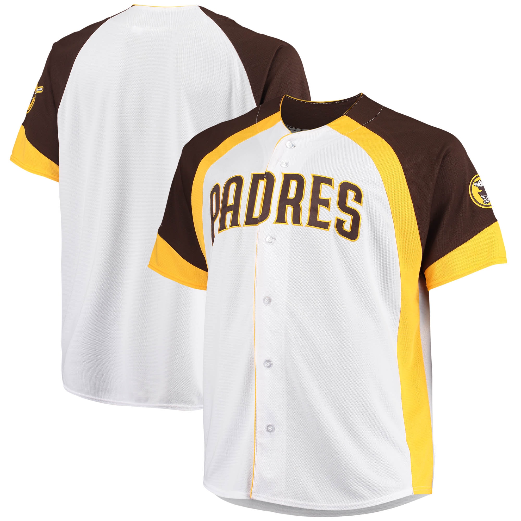 San Diego Padres Big & Tall Colorblock Full-snap Baseball Jersey – White/brown