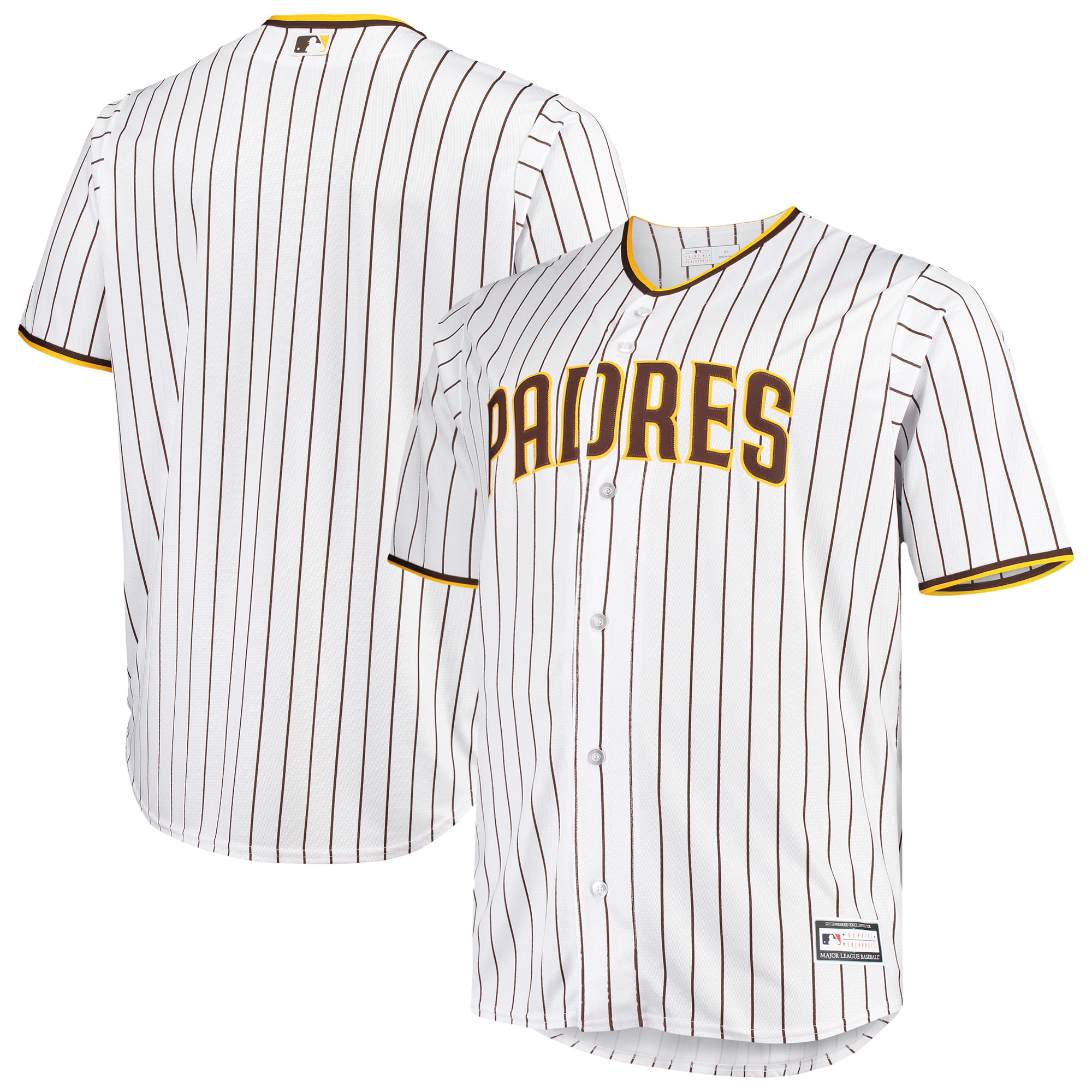 San Diego Padres Big & Tall Home Replica Team Baseball Jersey – White/brown
