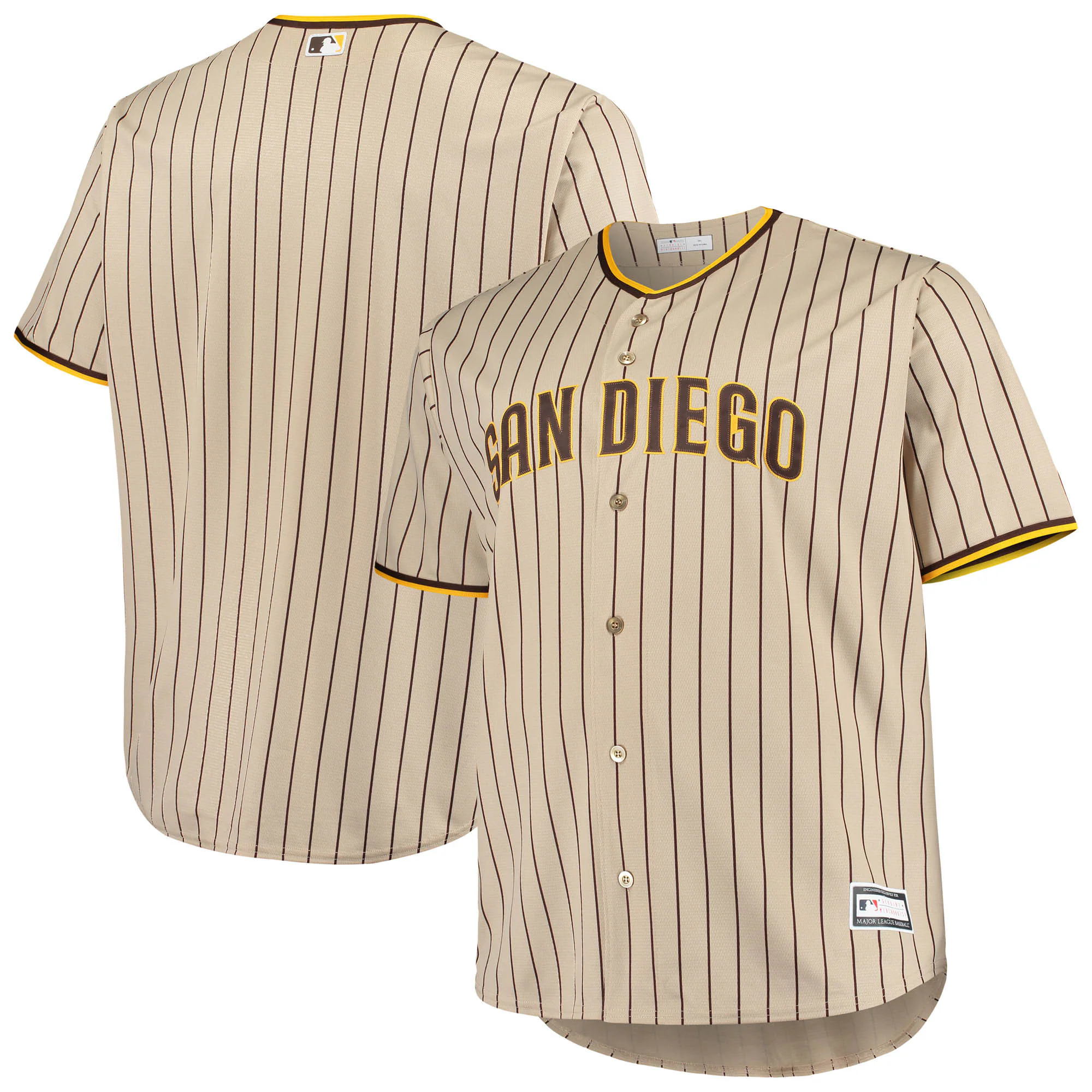 San Diego Padres Big & Tall Road Replica Team Baseball Jersey – Brown