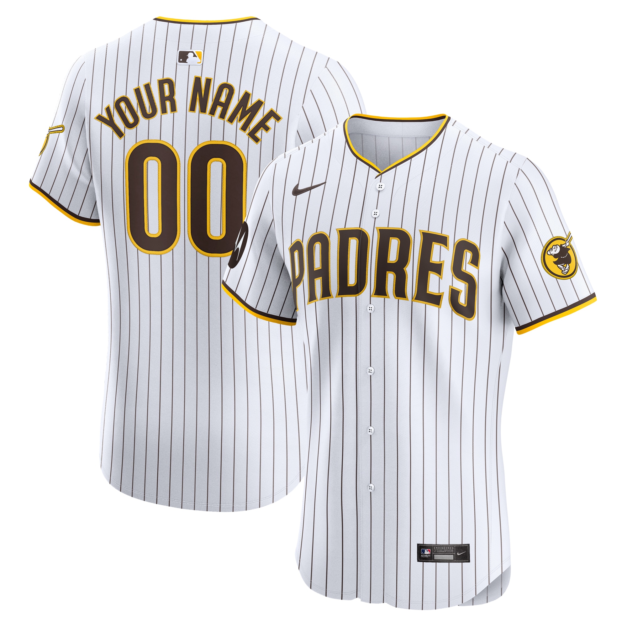 San Diego Padres Home Elite Custom Patch Baseball Jersey - White