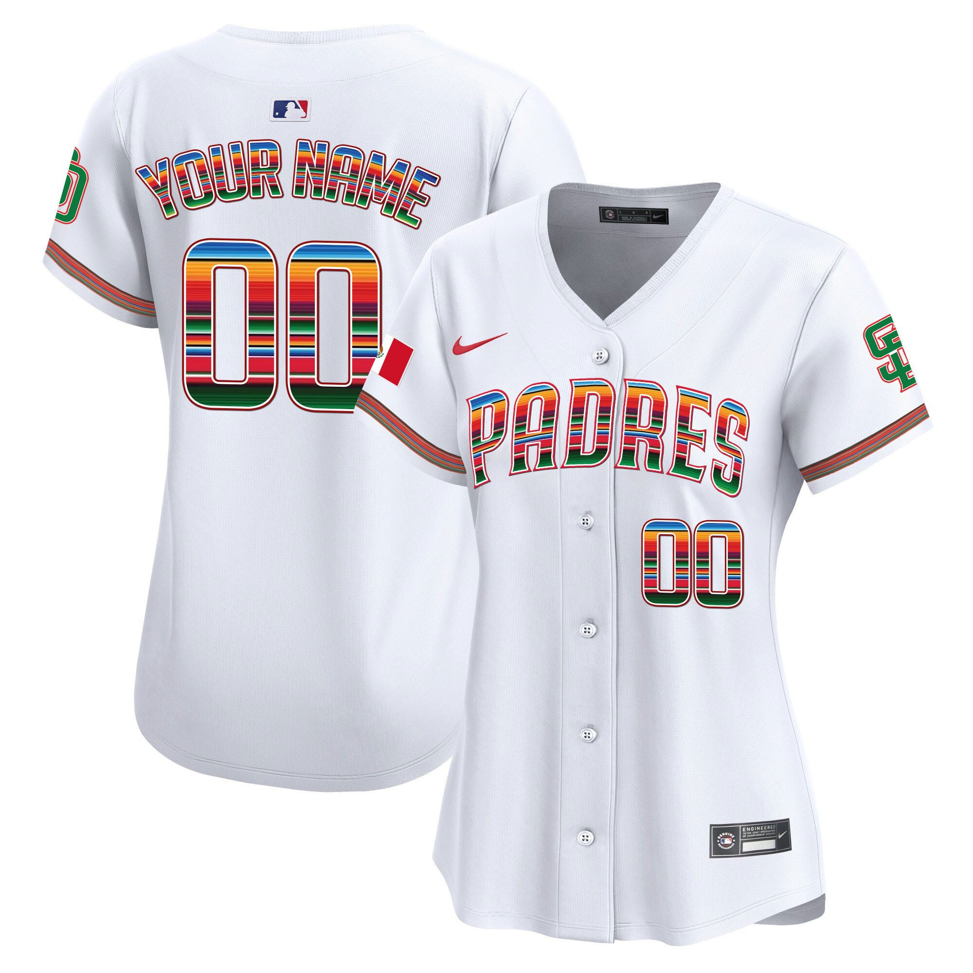 San Diego Padres Mexico Custom Women Baseball Jersey - White 