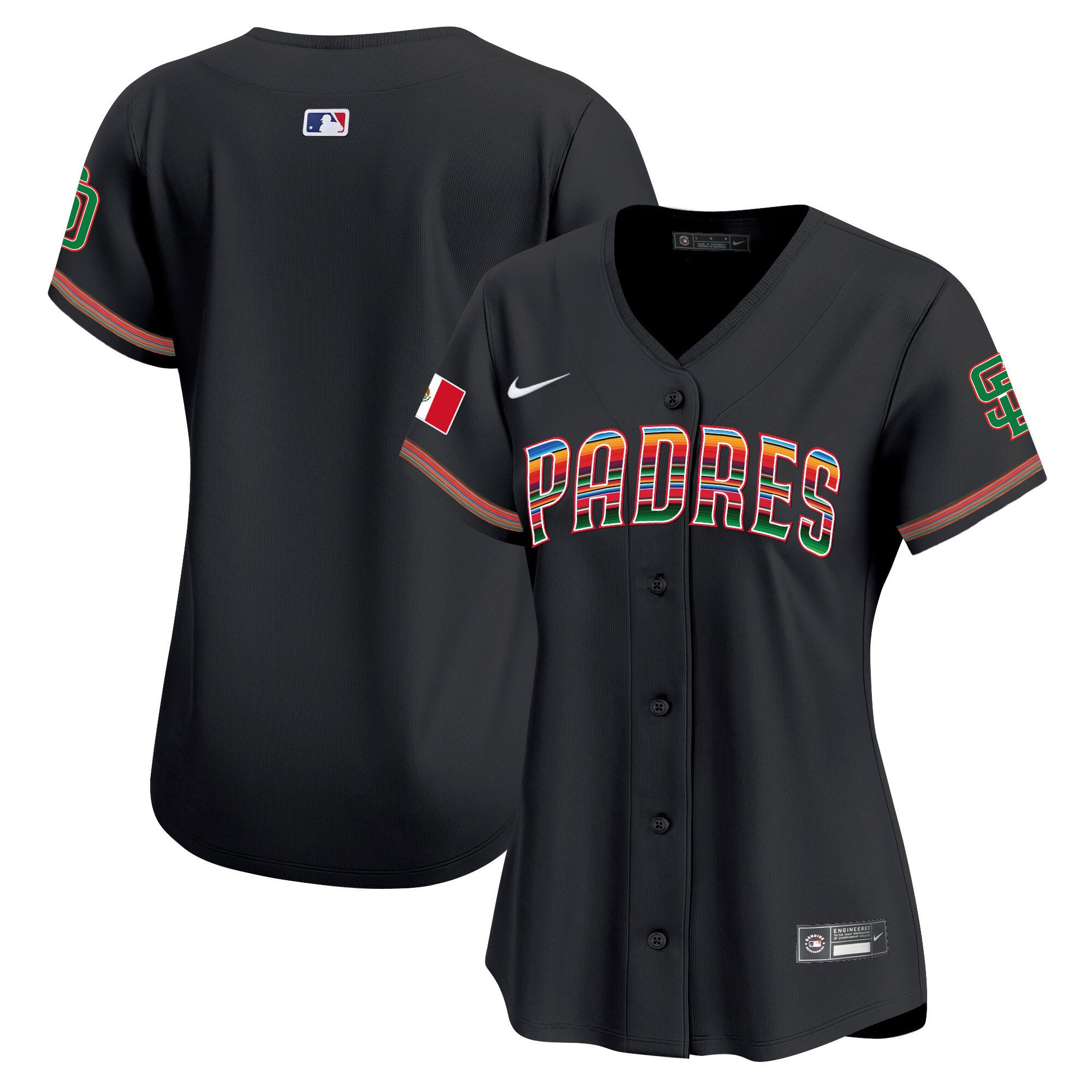 San Diego Padres Mexico Women Baseball Jersey - Black 