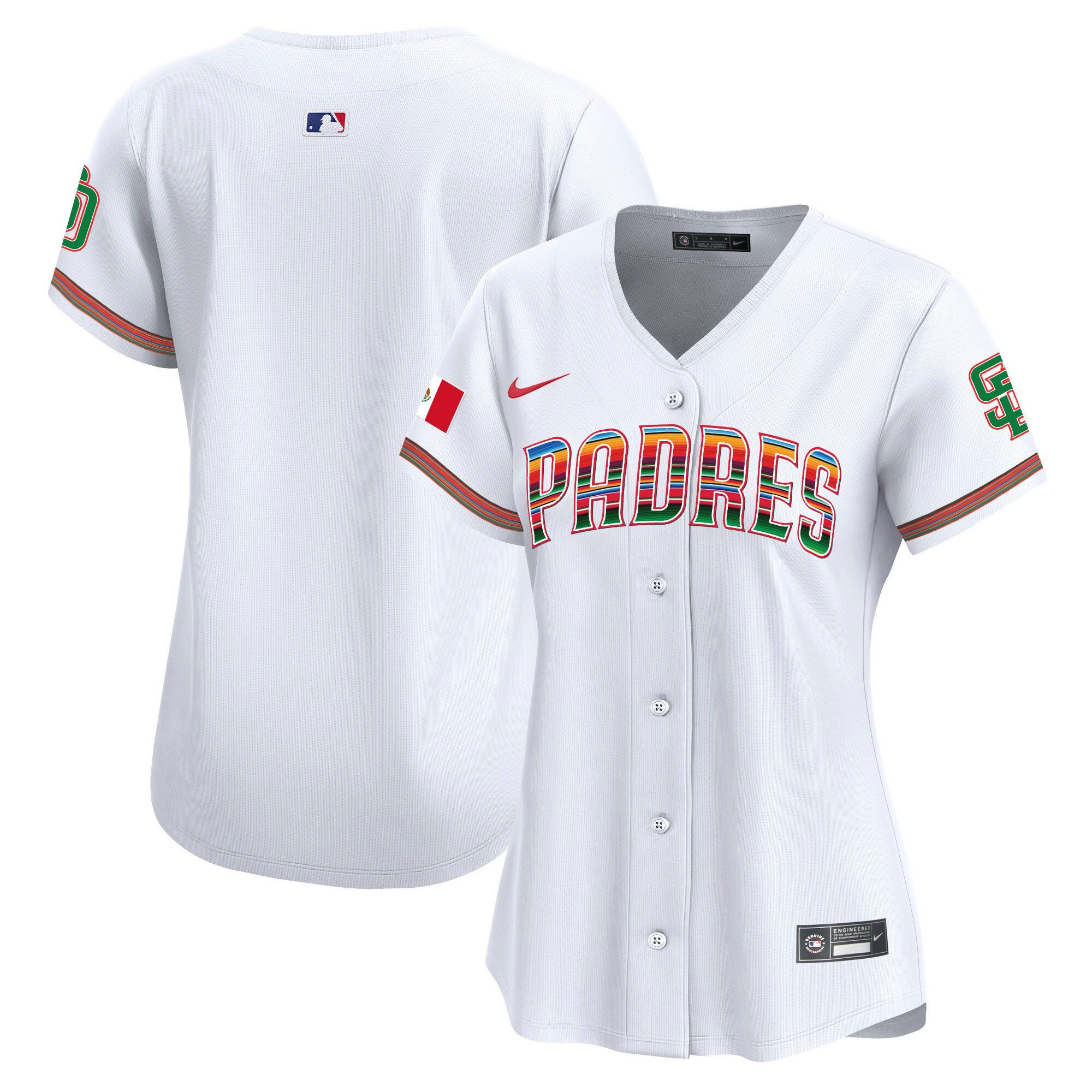 San Diego Padres Mexico Women Baseball Jersey - White 