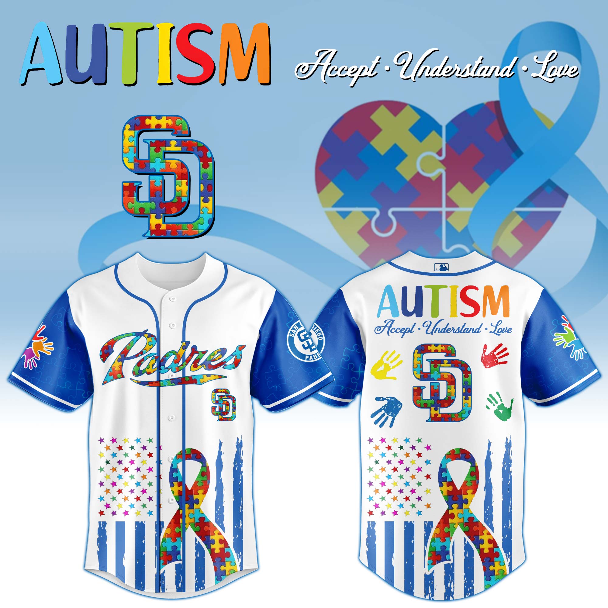 San Diego Padres Mlb X Autism Awareness Month Custom Baseball Jersey