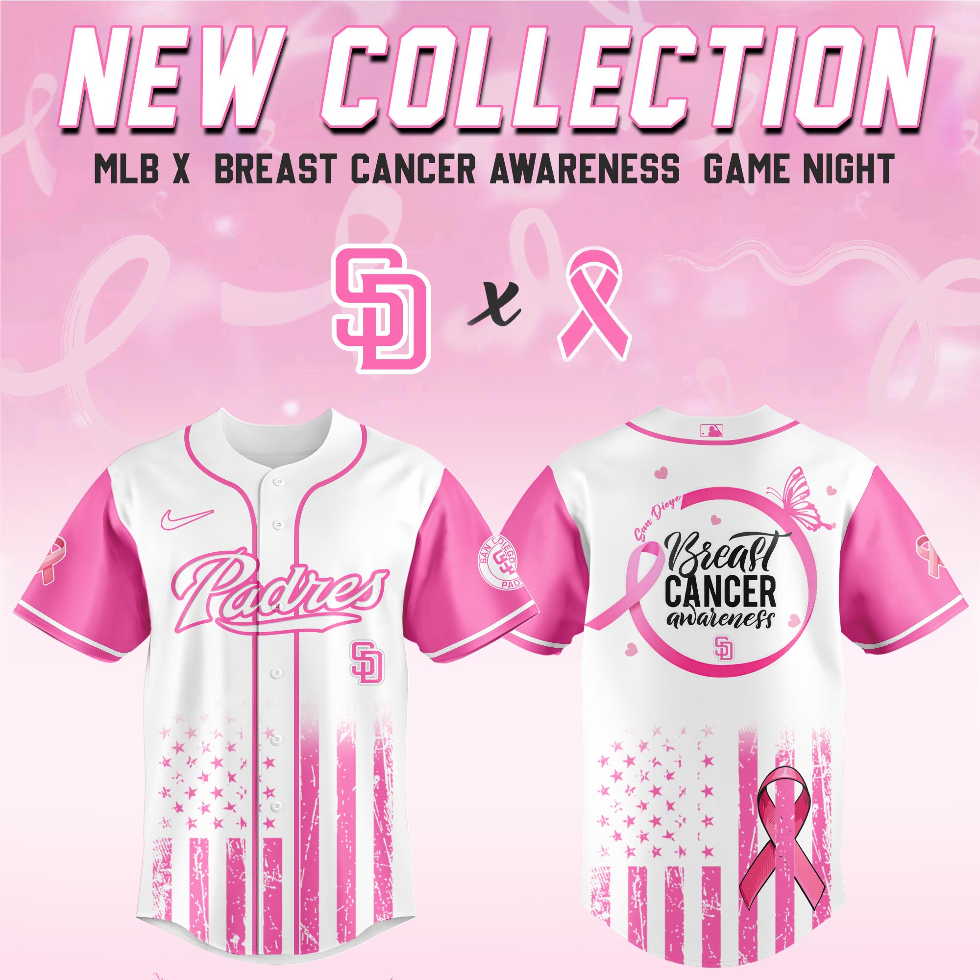 San Diego Padres Mlb X Breast Cancer Awareness Month Hope In Pink Custom Baseball Jersey