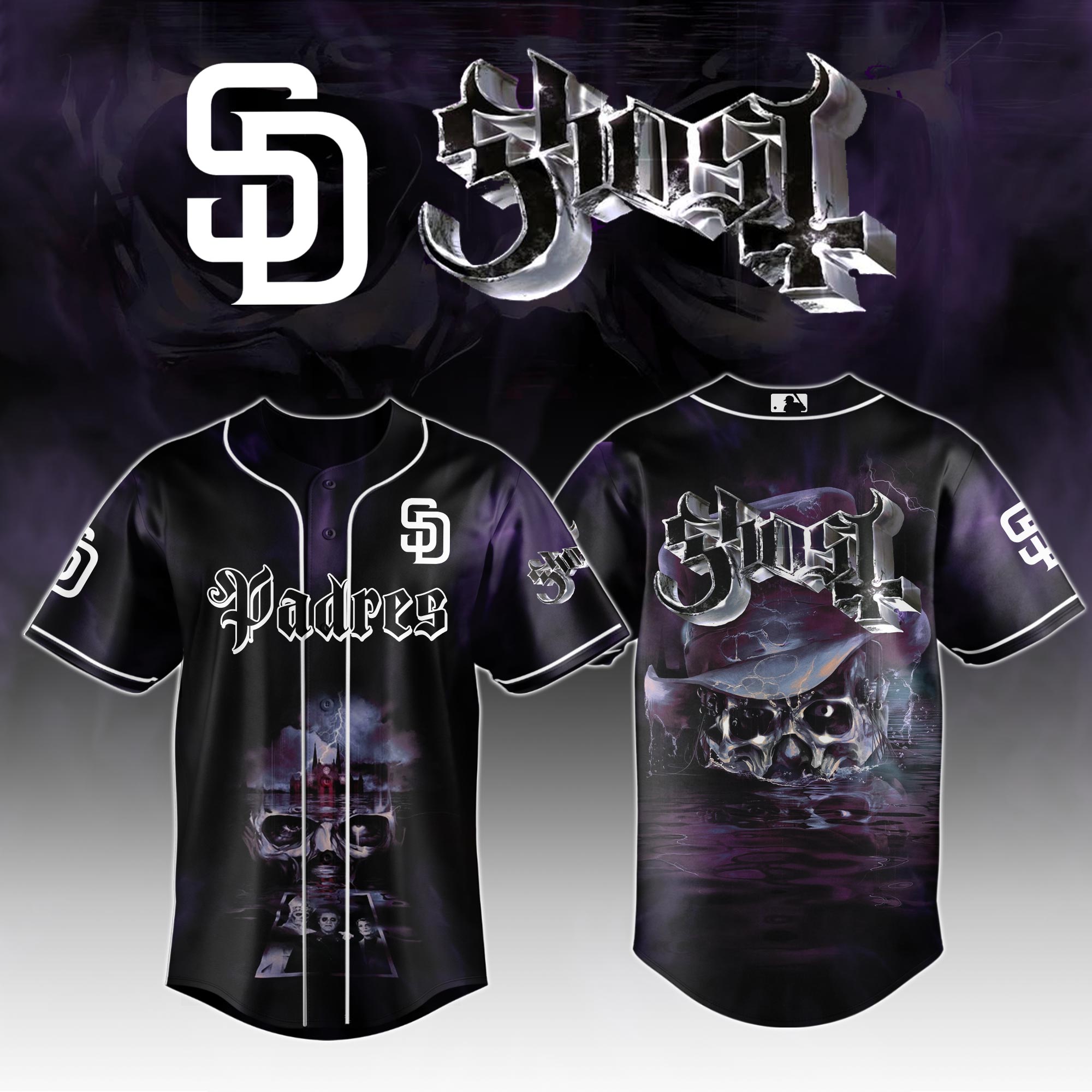 San Diego Padres Mlb X Ghost Night Show Custom Baseball Jersey