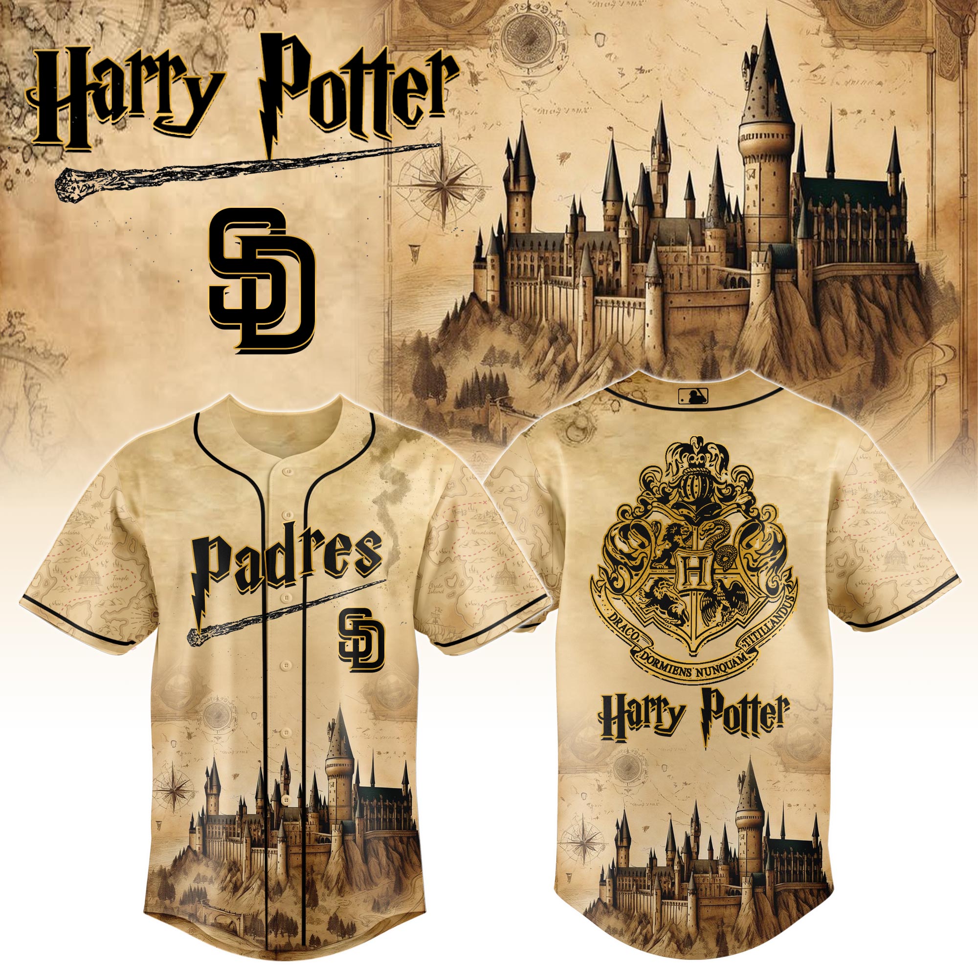 San Diego Padres Mlb X Harry Potter Magic On The Mound Custom Baseball Jersey