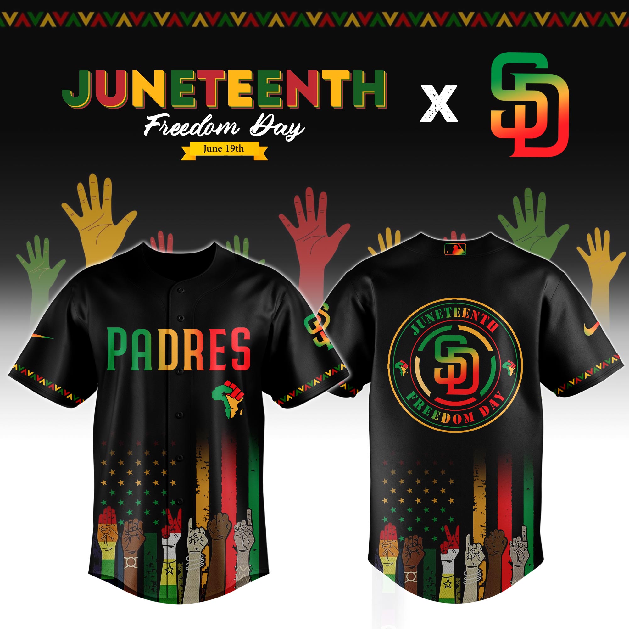 San Diego Padres Mlb X Juneteenth Custom Baseball Jersey 2025