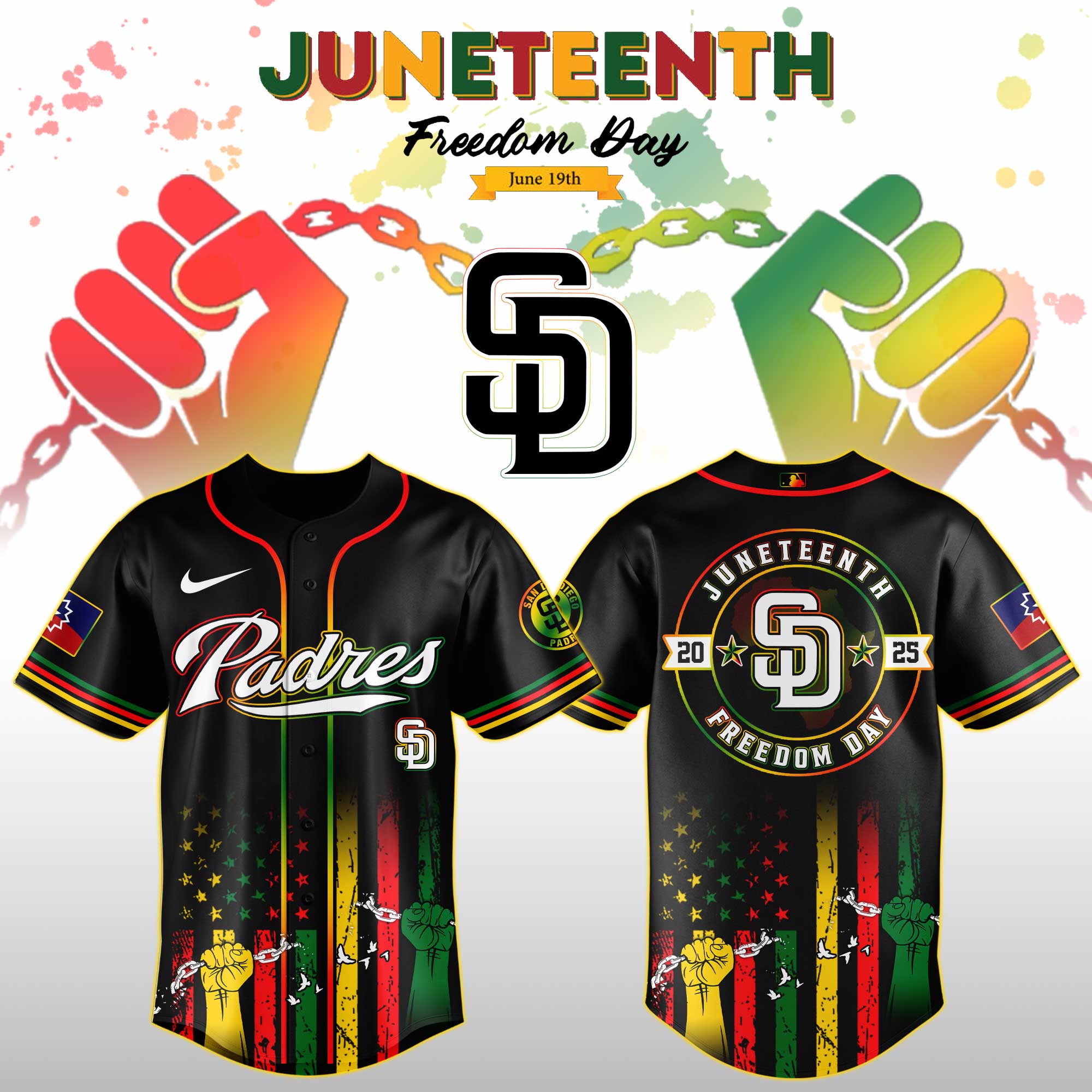 San Diego Padres Mlb X Juneteenth Day Custom Baseball Jersey Edition Custom Baseball Jersey 2025