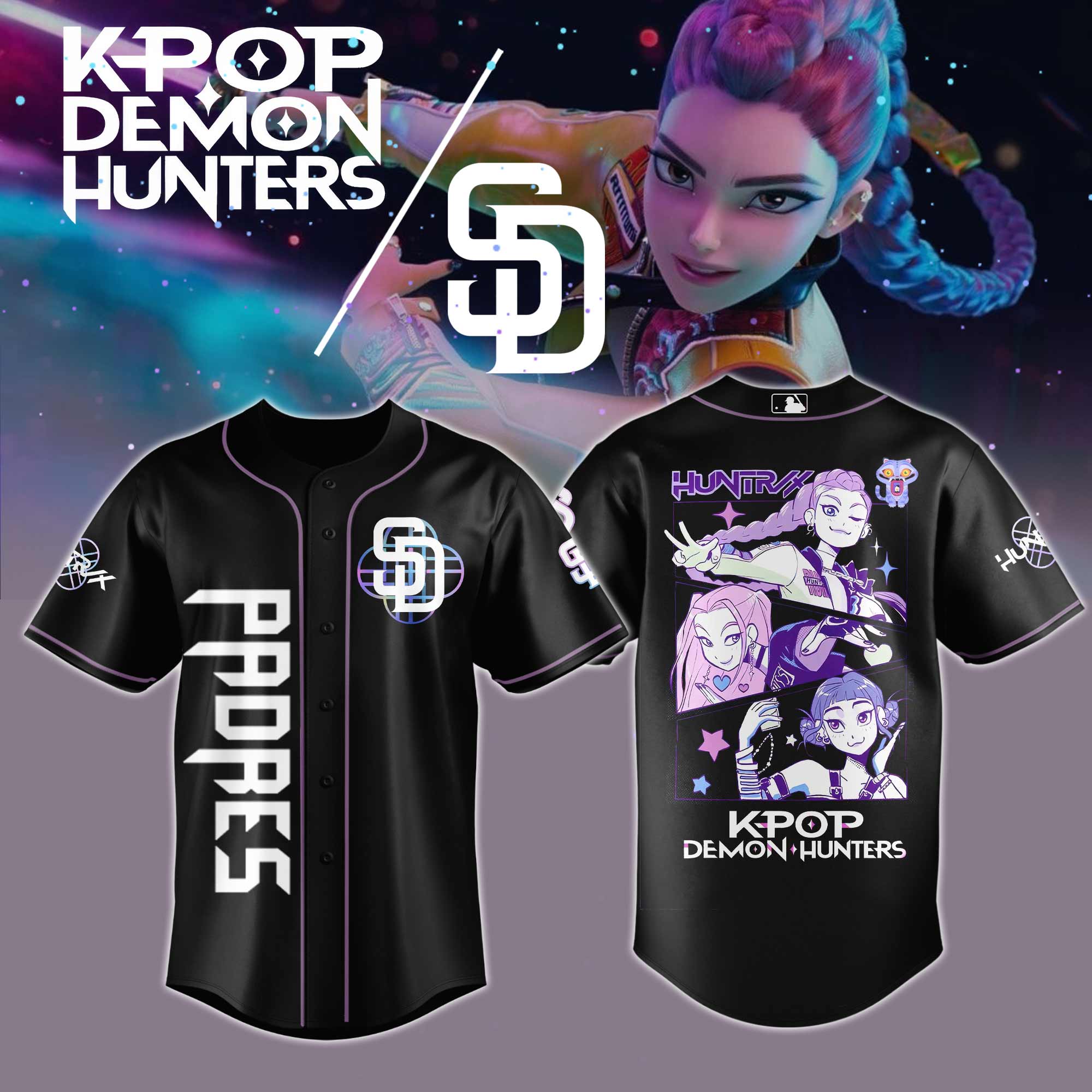 San Diego Padres Mlb X Kpop Demon Hunters Custom Baseball Jersey