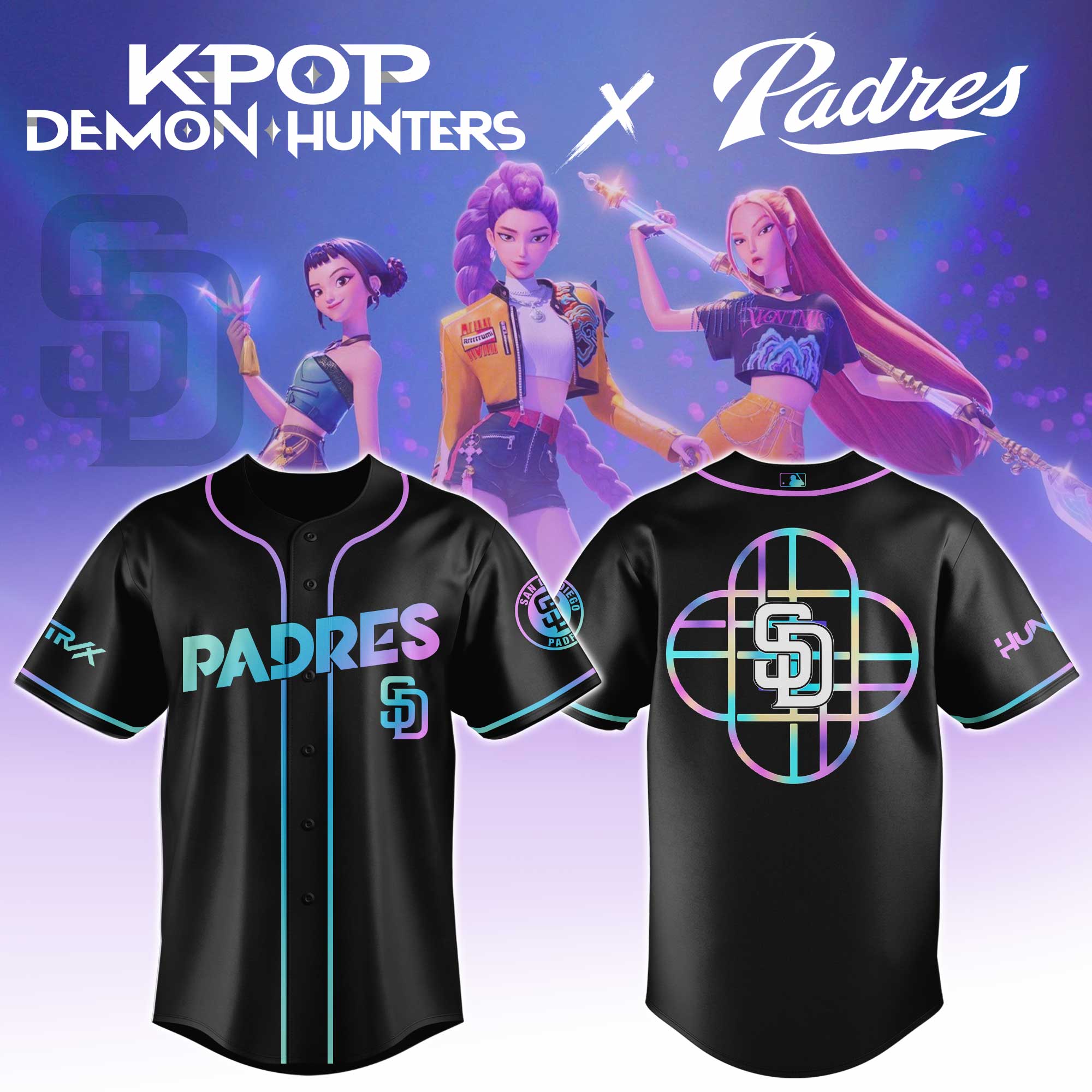 San Diego Padres Mlb X Kpop Demon Hunters Huntrx Custom Baseball Jersey