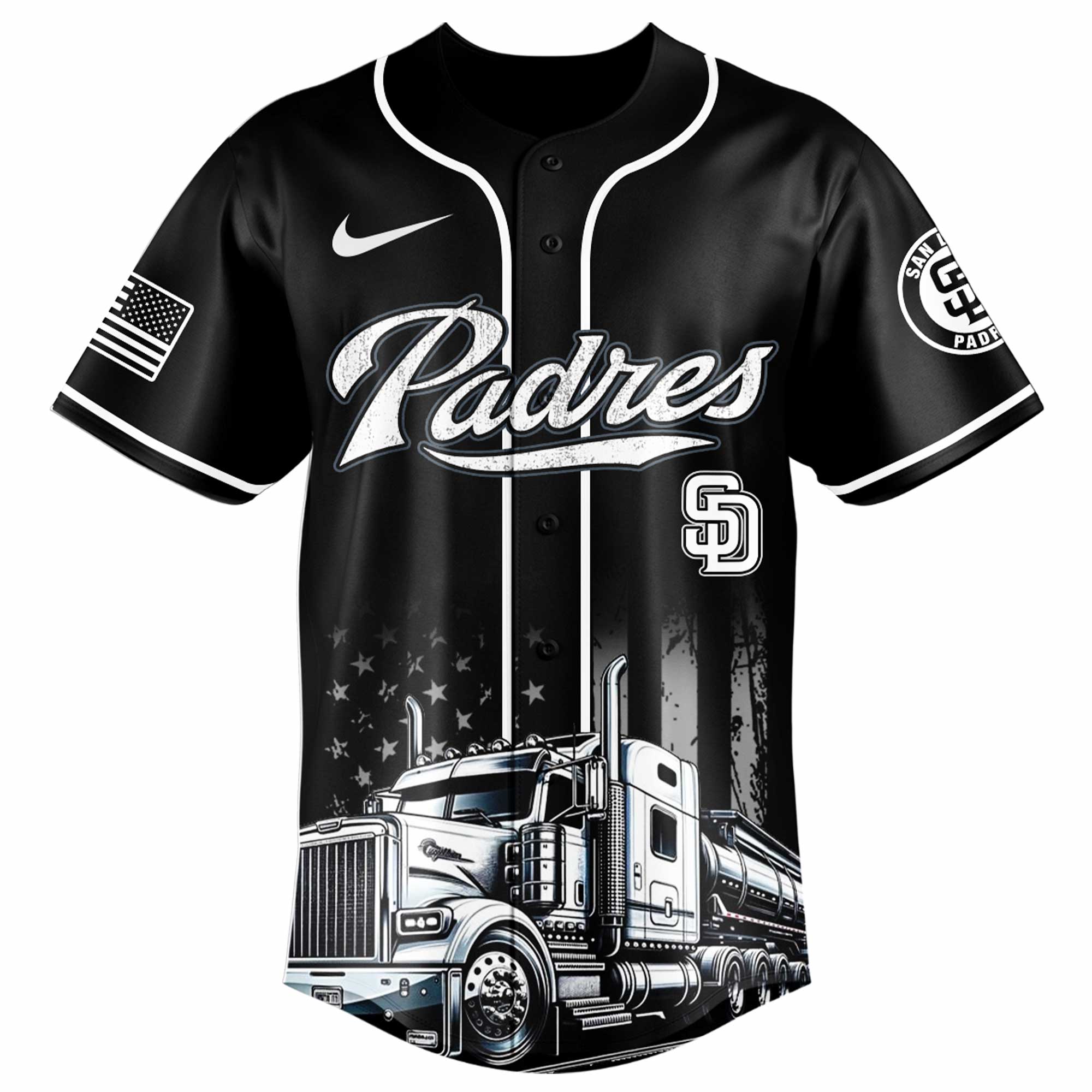 Alternative view of San Diego Padres Mlb X Nation Truck Driver Appreciation Week Limited Edition Custom Baseball Jersey 2025