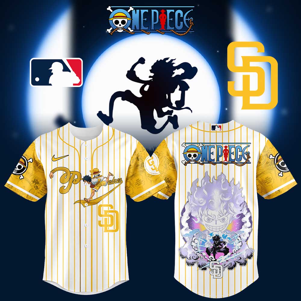 San Diego Padres Mlb X One Piece Luffy Gear 5 Custom Baseball Jersey