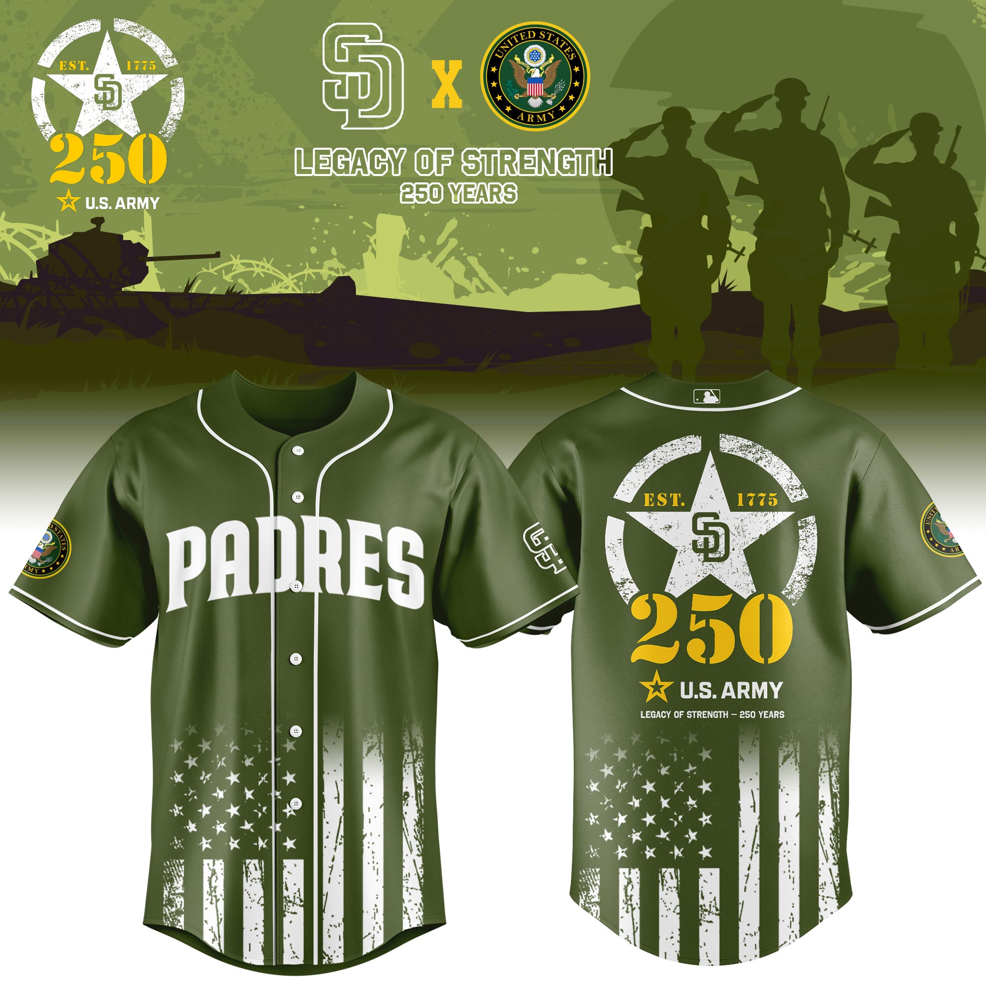 San Diego Padres Mlb X Usa Legacy Of Strength Custom Baseball Jersey