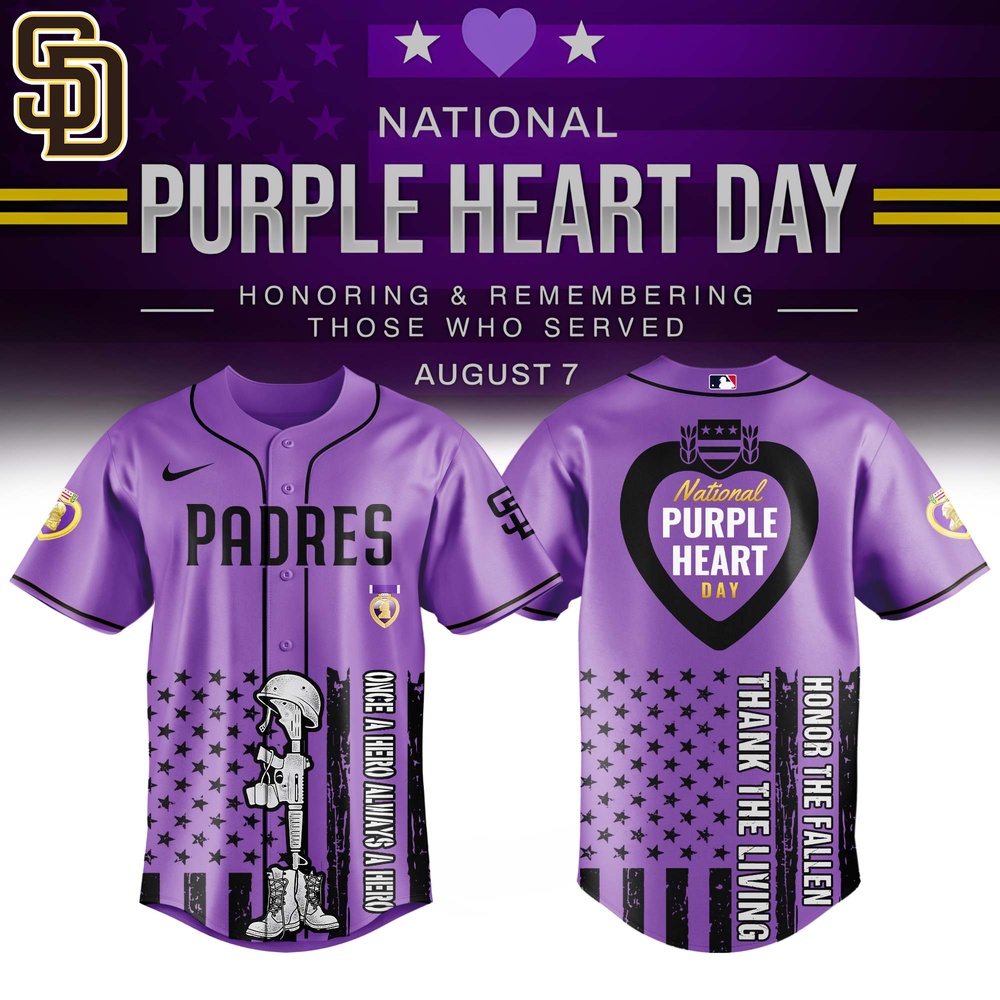 San Diego Padres Mlb X Usa Purple Heart Day Custom Baseball Jersey