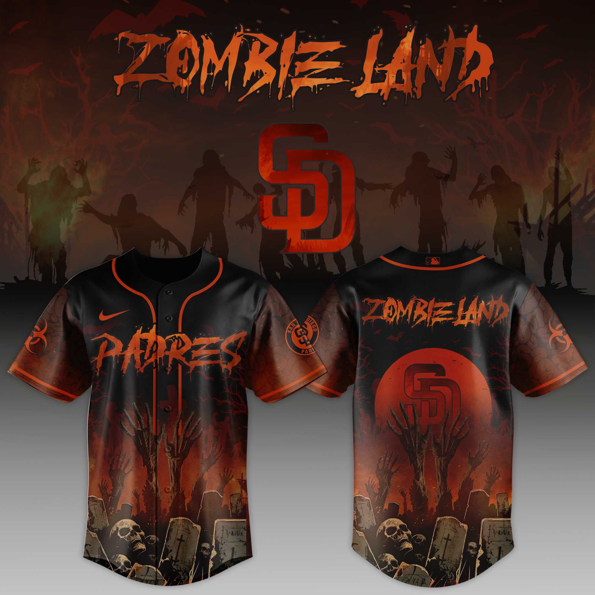 San Diego Padres Mlb X Zombieland Custom Baseball Jersey