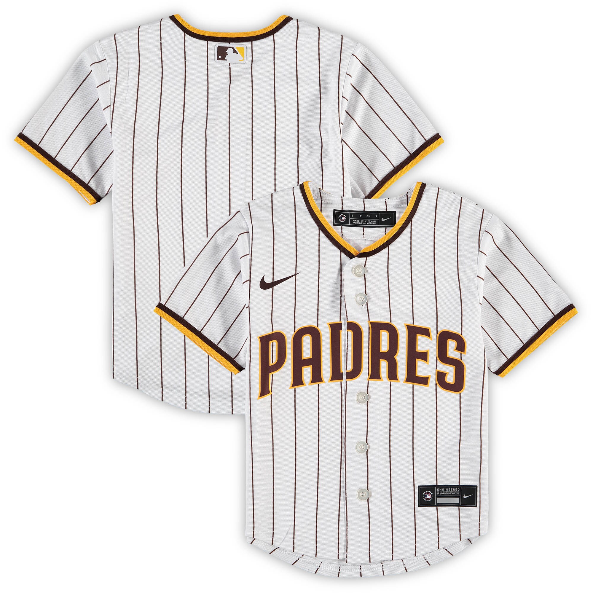 Alternative view of San Diego Padres Preschool Home Replica Team Baseball Jersey - White