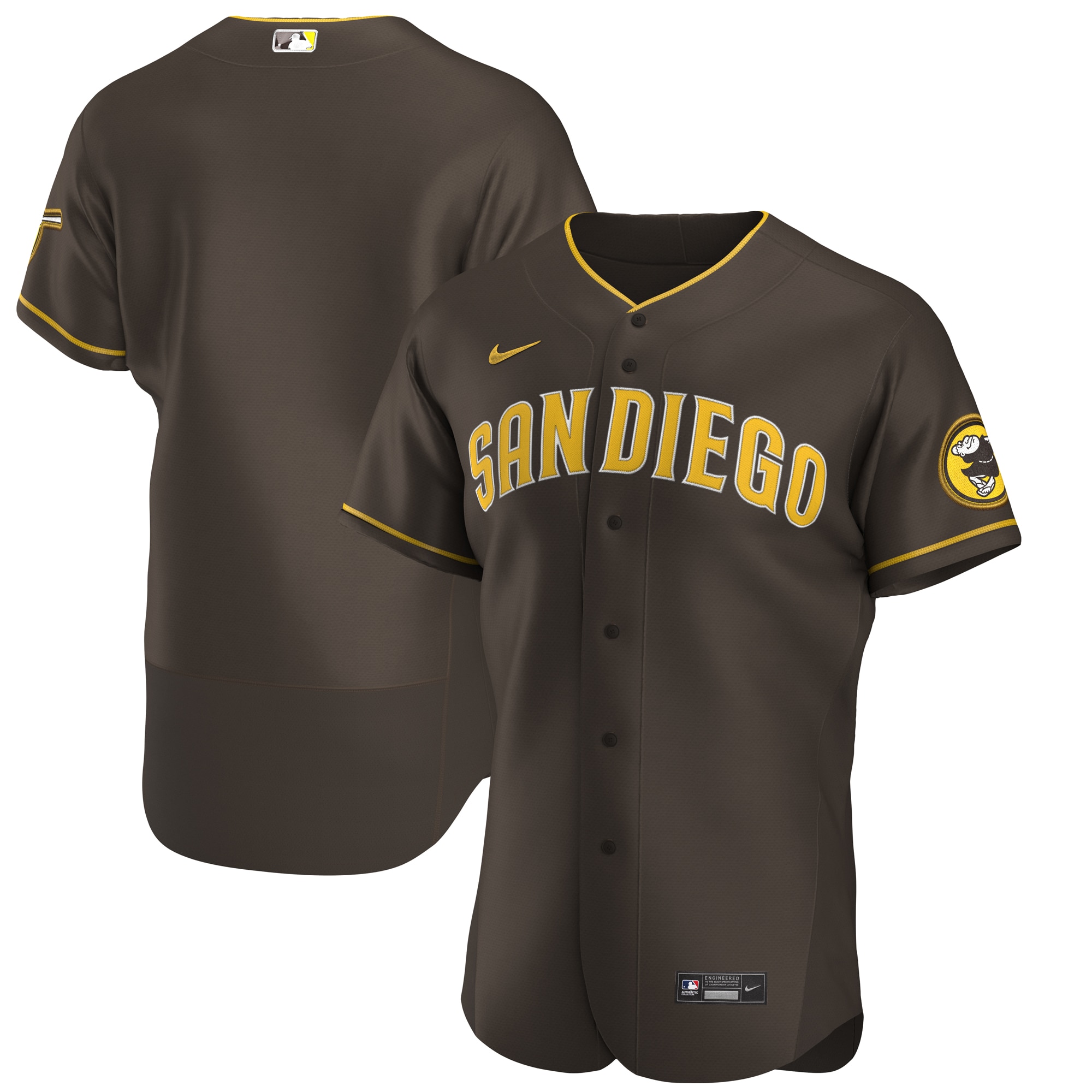 San Diego Padres Road Authentic Team Baseball Jersey - Brown