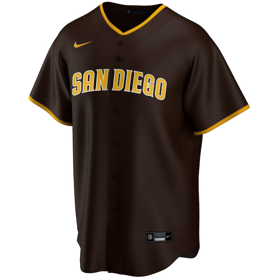 Alternative view of San Diego Padres Road Men Baseball Jersey - Brown 
