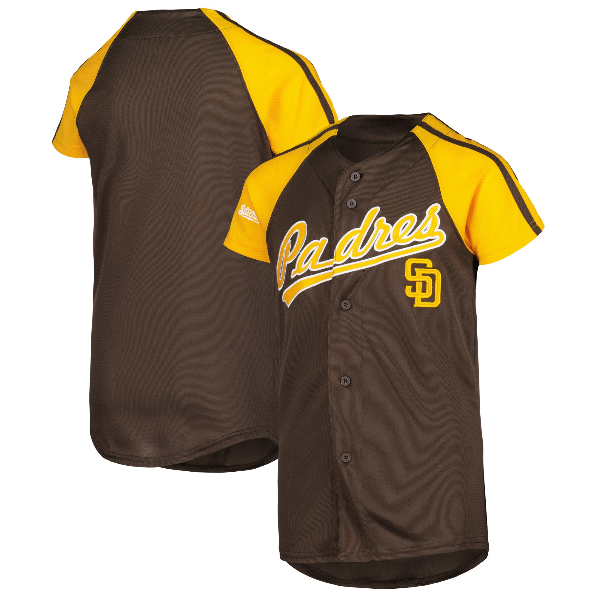Alternative view of San Diego Padres Stitches Youth Team Baseball Jersey - Brown/gold