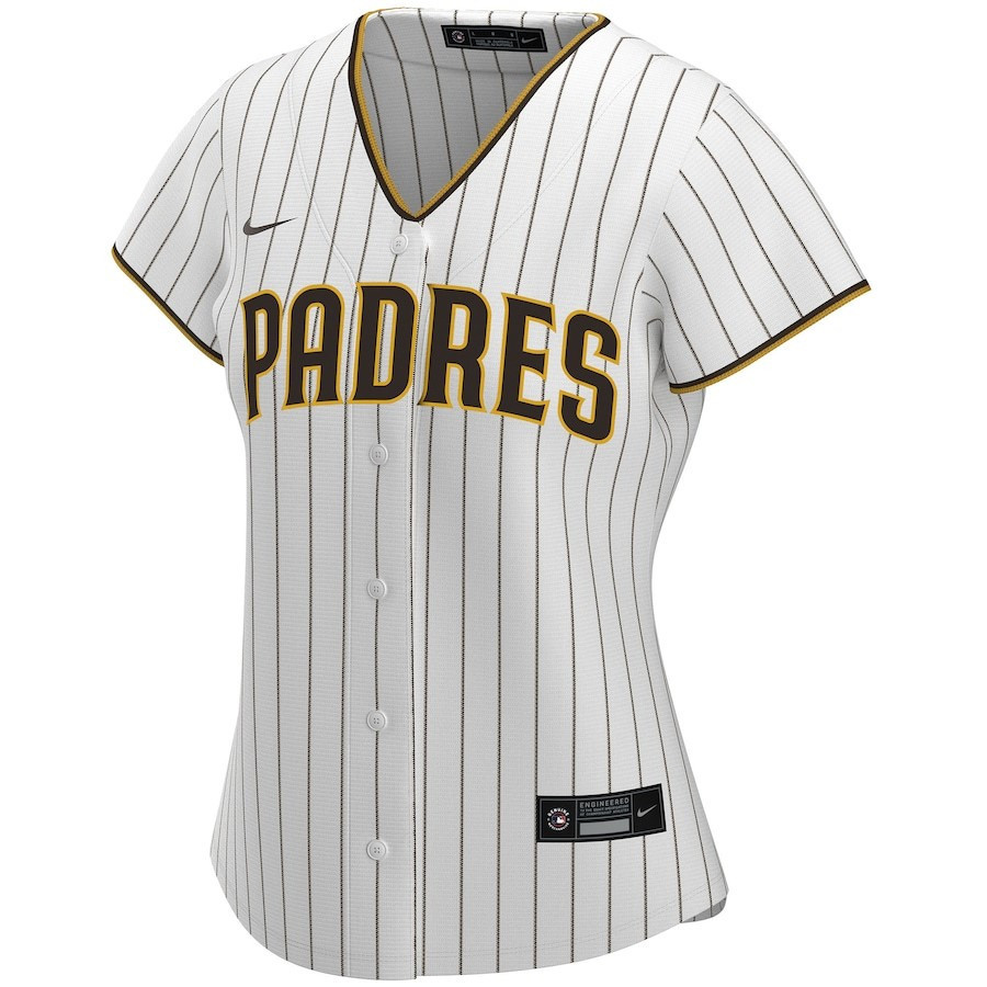 Alternative view of San Diego Padres Women's Home Custom Baseball Jersey - White 