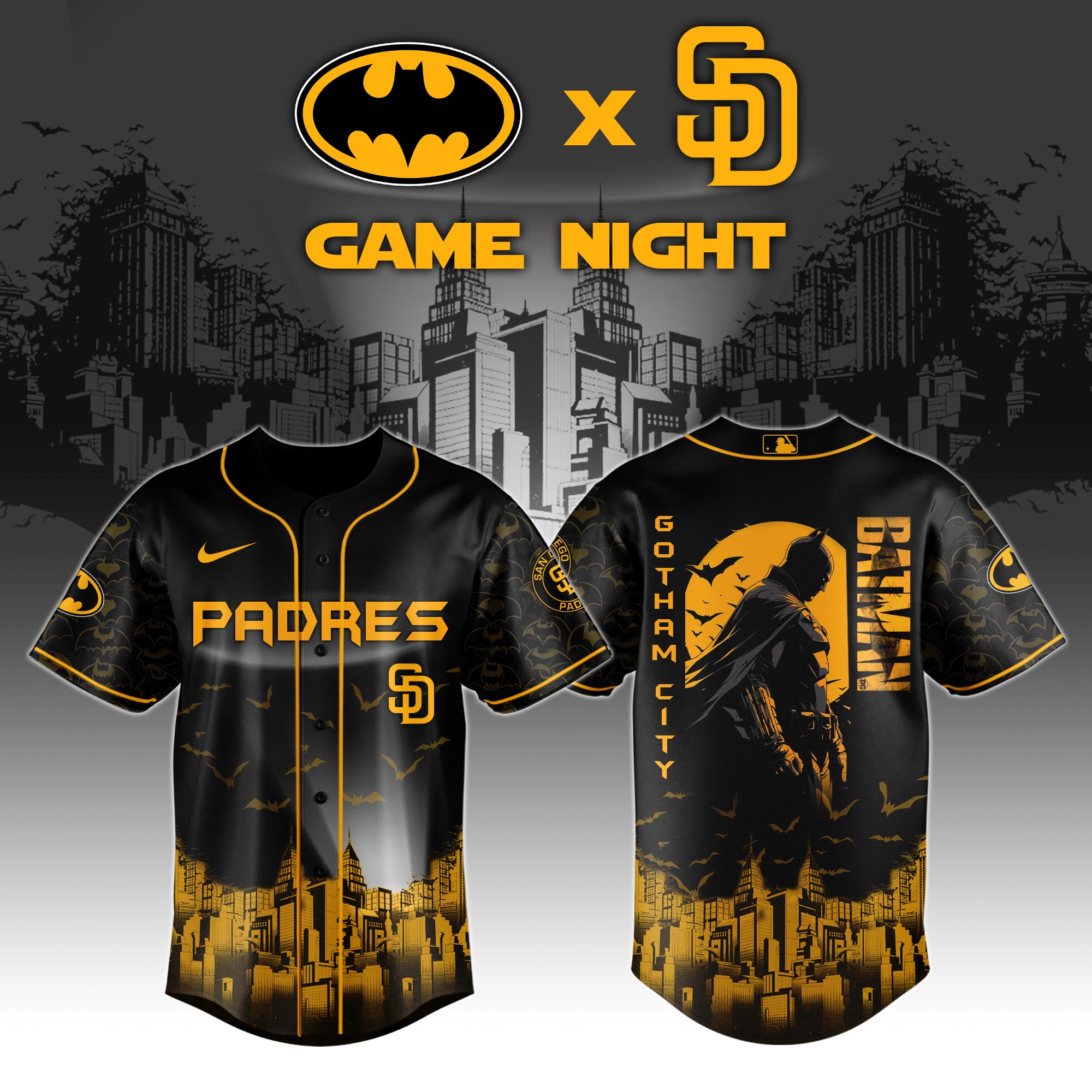 San Diego Padres X Dc Batman Game Night Custom Baseball Jersey