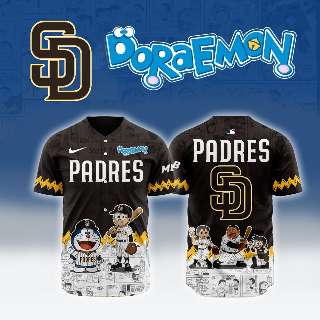 San Diego Padres X Doraemon Custom Baseball Jersey