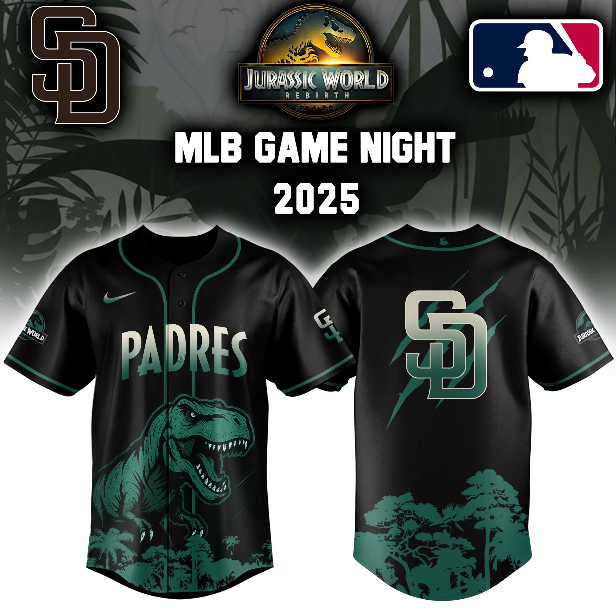 San Diego Padres X Mlb Jurassic World Custom Baseball Jersey