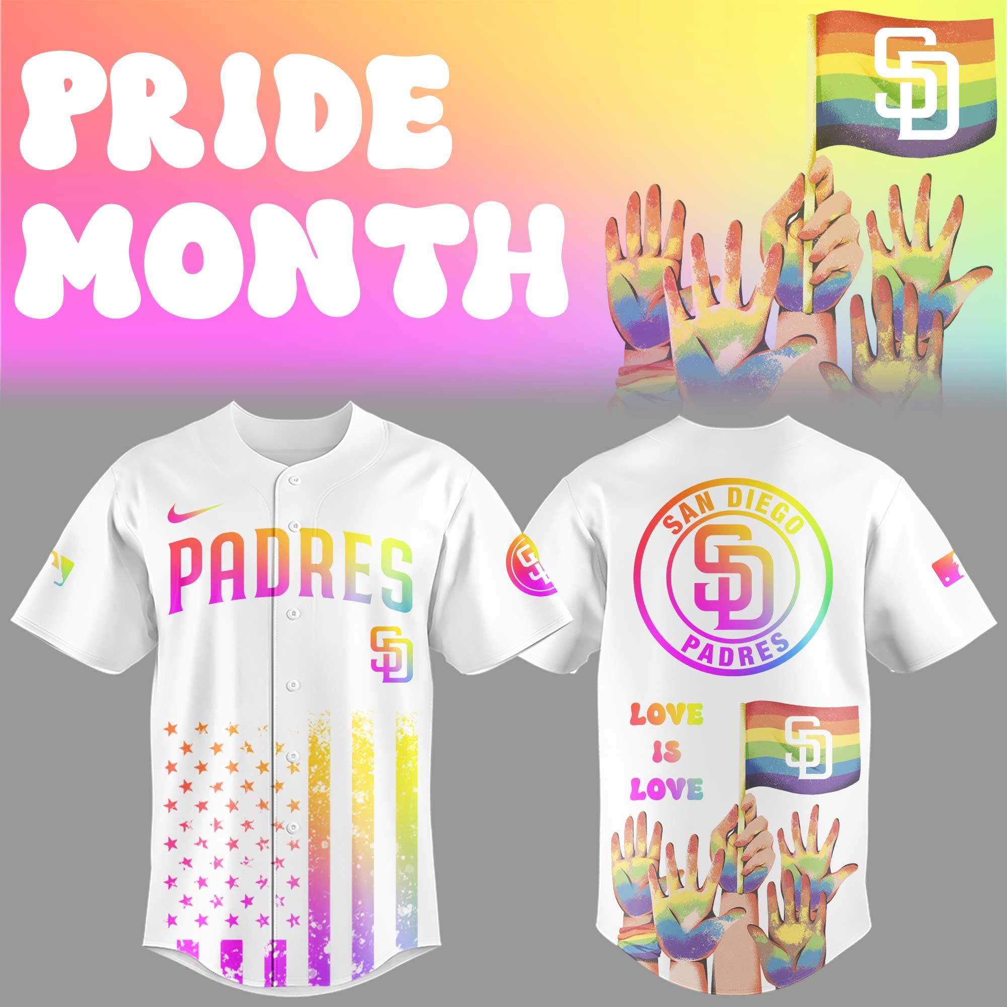 San Diego Padres X Pride Month Custom Baseball Jersey