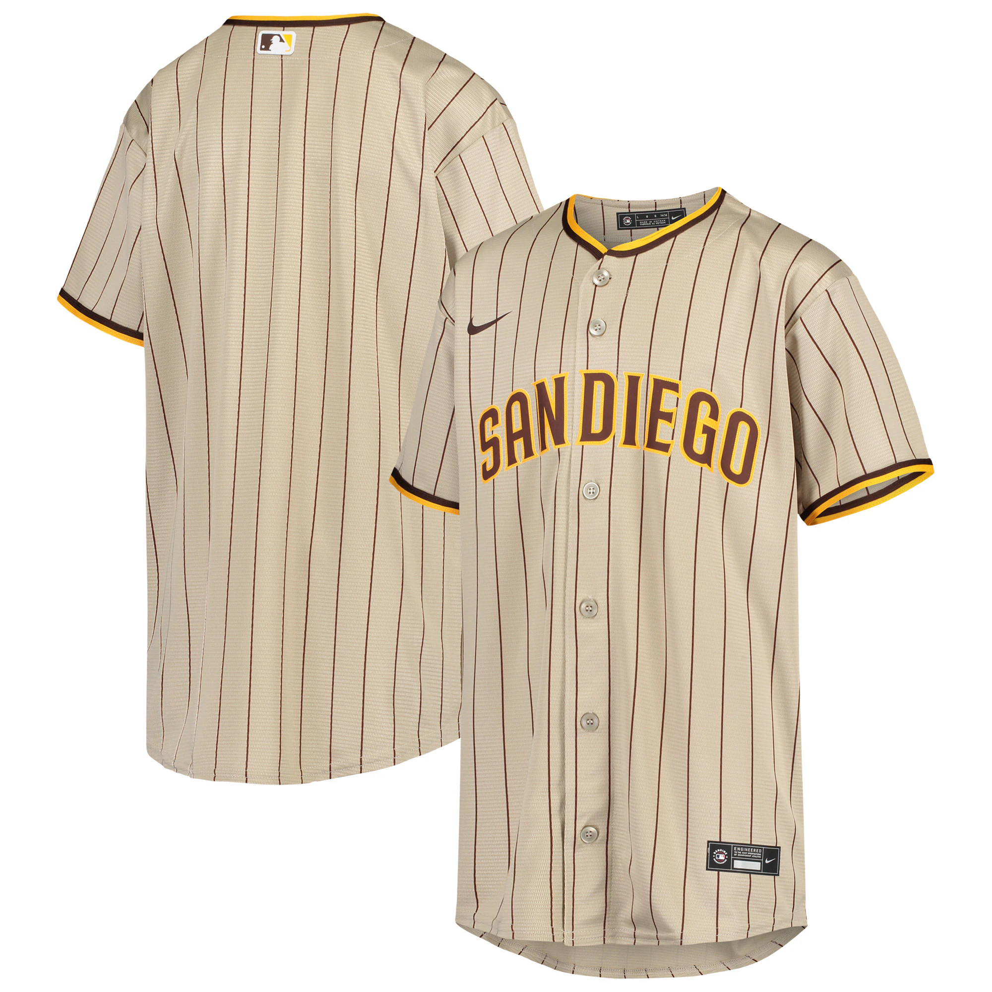 San Diego Padres Youth Alternate Replica Team Baseball Jersey - Sand/brown