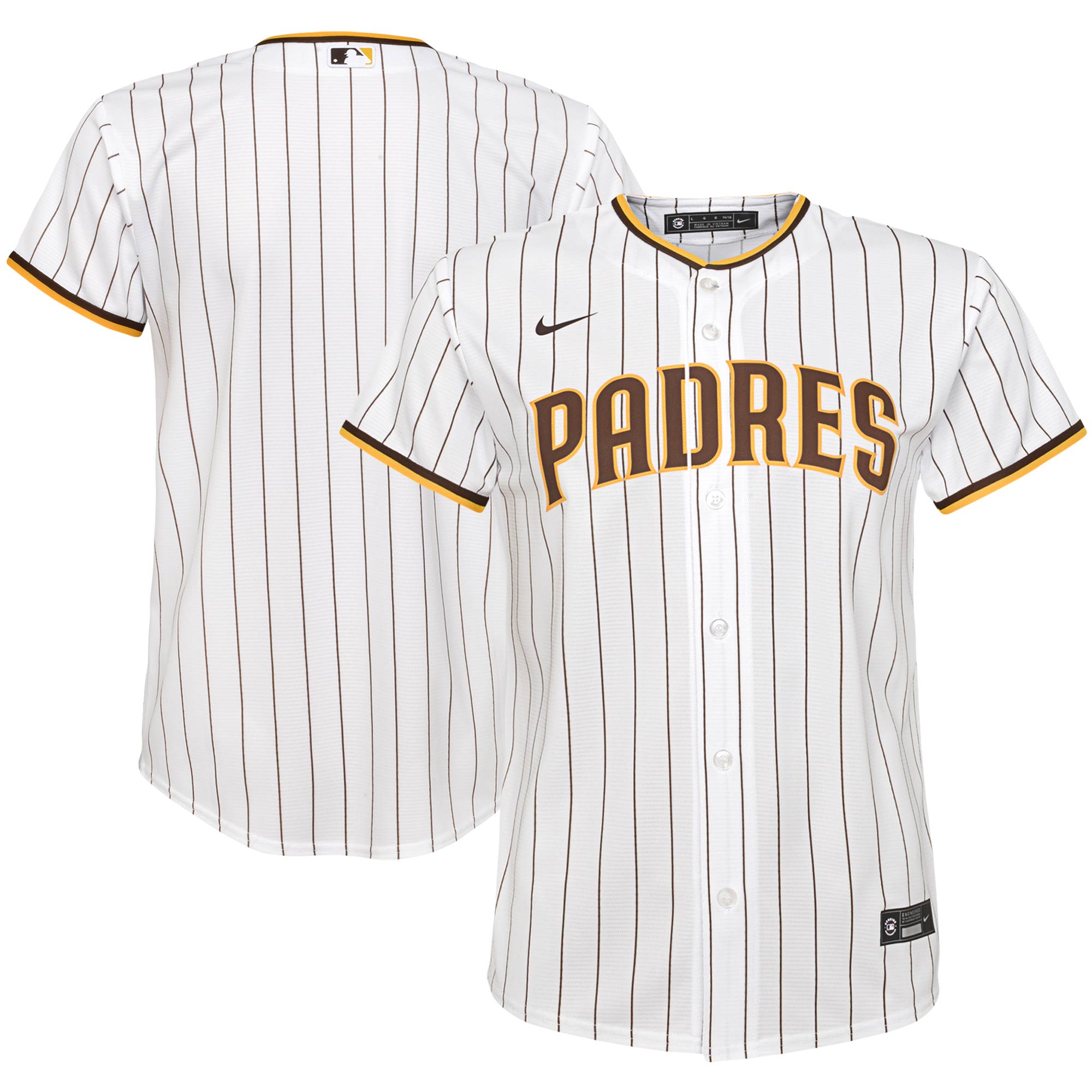 Alternative view of San Diego Padres Youth Home Replica Team Baseball Jersey - White