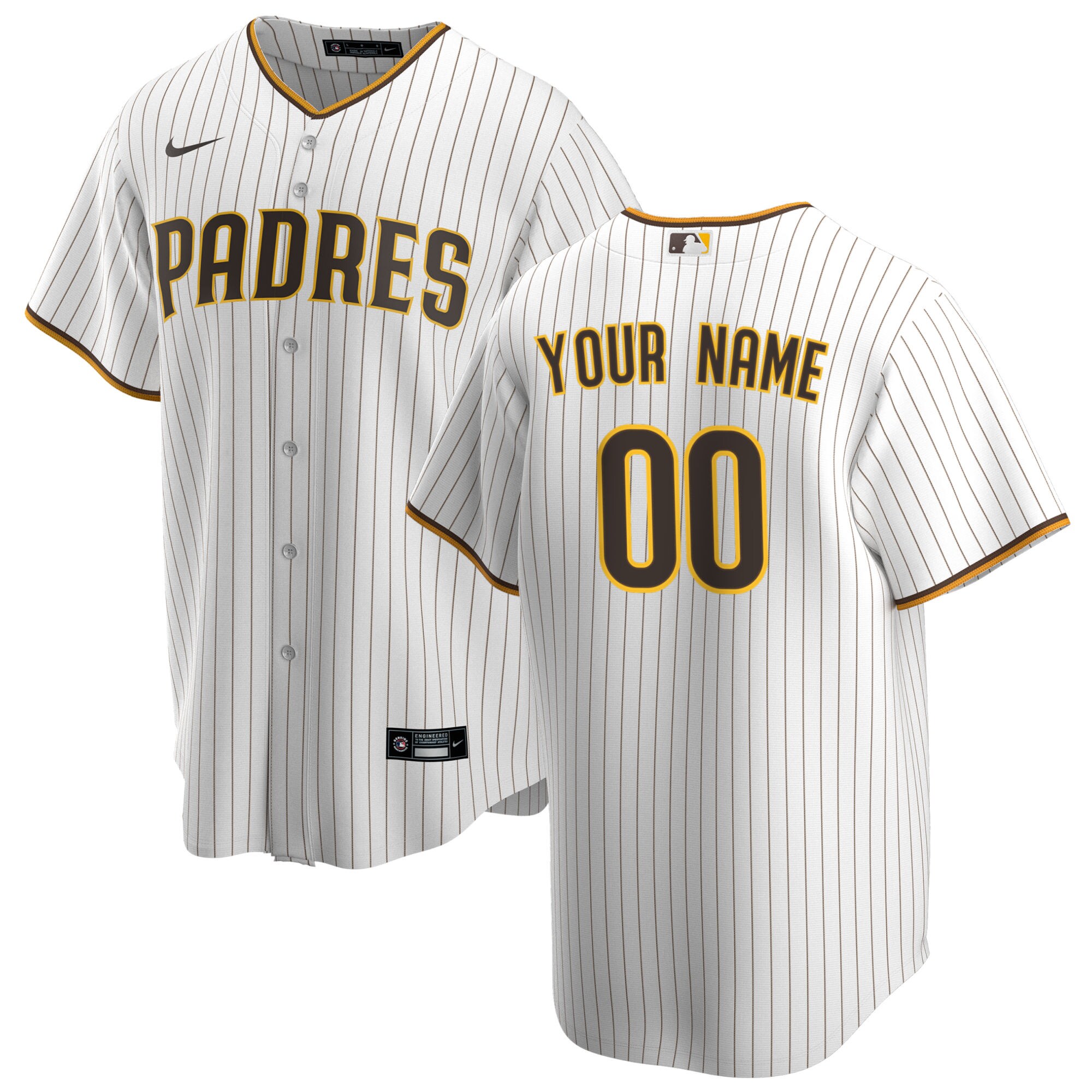 San Diego Padres Youth Replica Custom Baseball Jersey - White