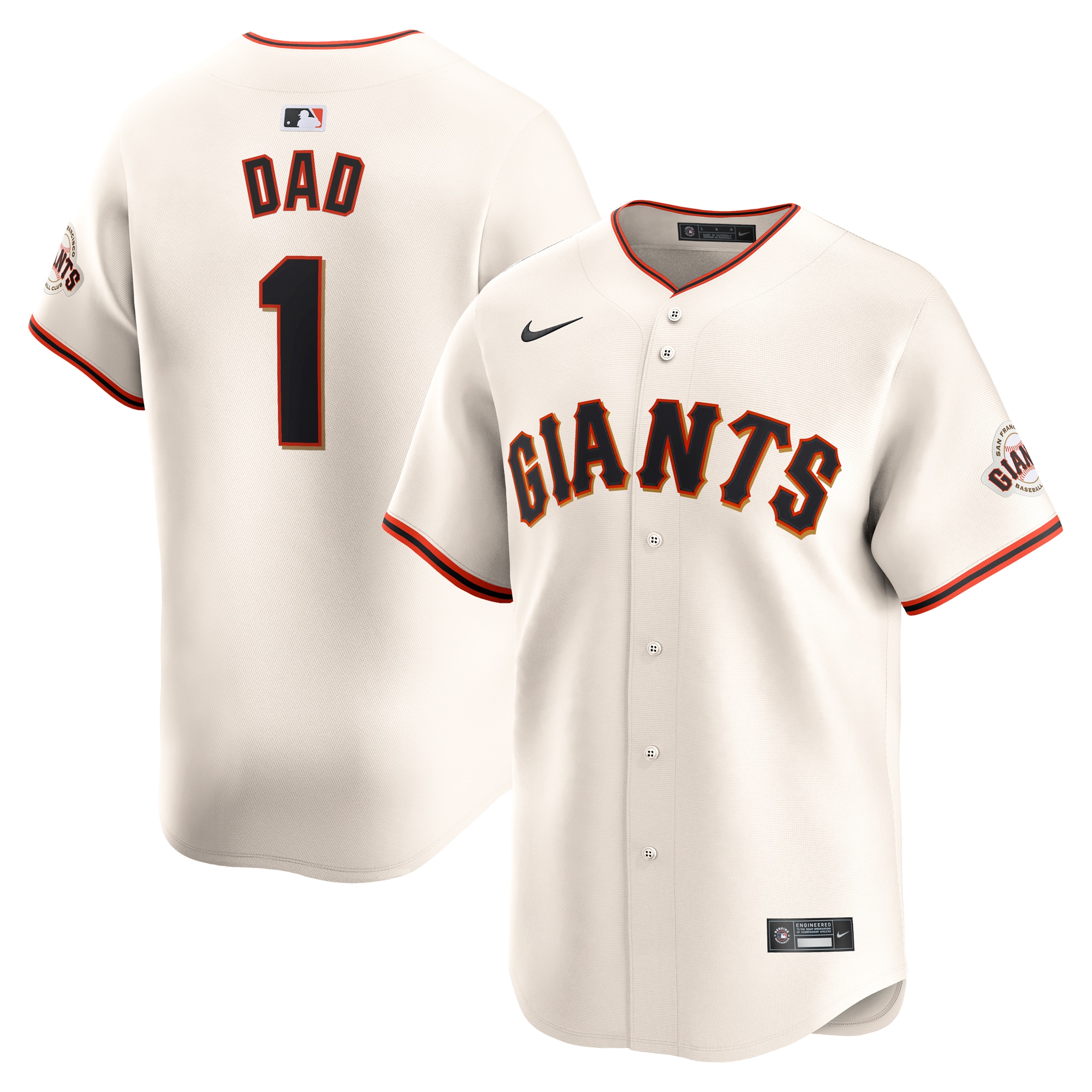 San Francisco Giants #1 Dad Home Limited Baseball Jersey - Cream