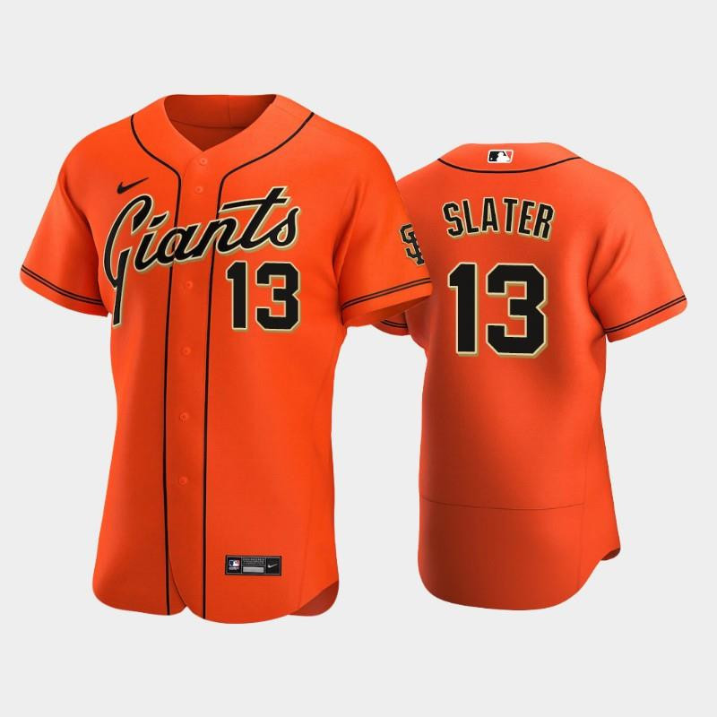 San Francisco Giants 13 Austin Slater Alternate Baseball Jersey Orange Baseball Jersey 