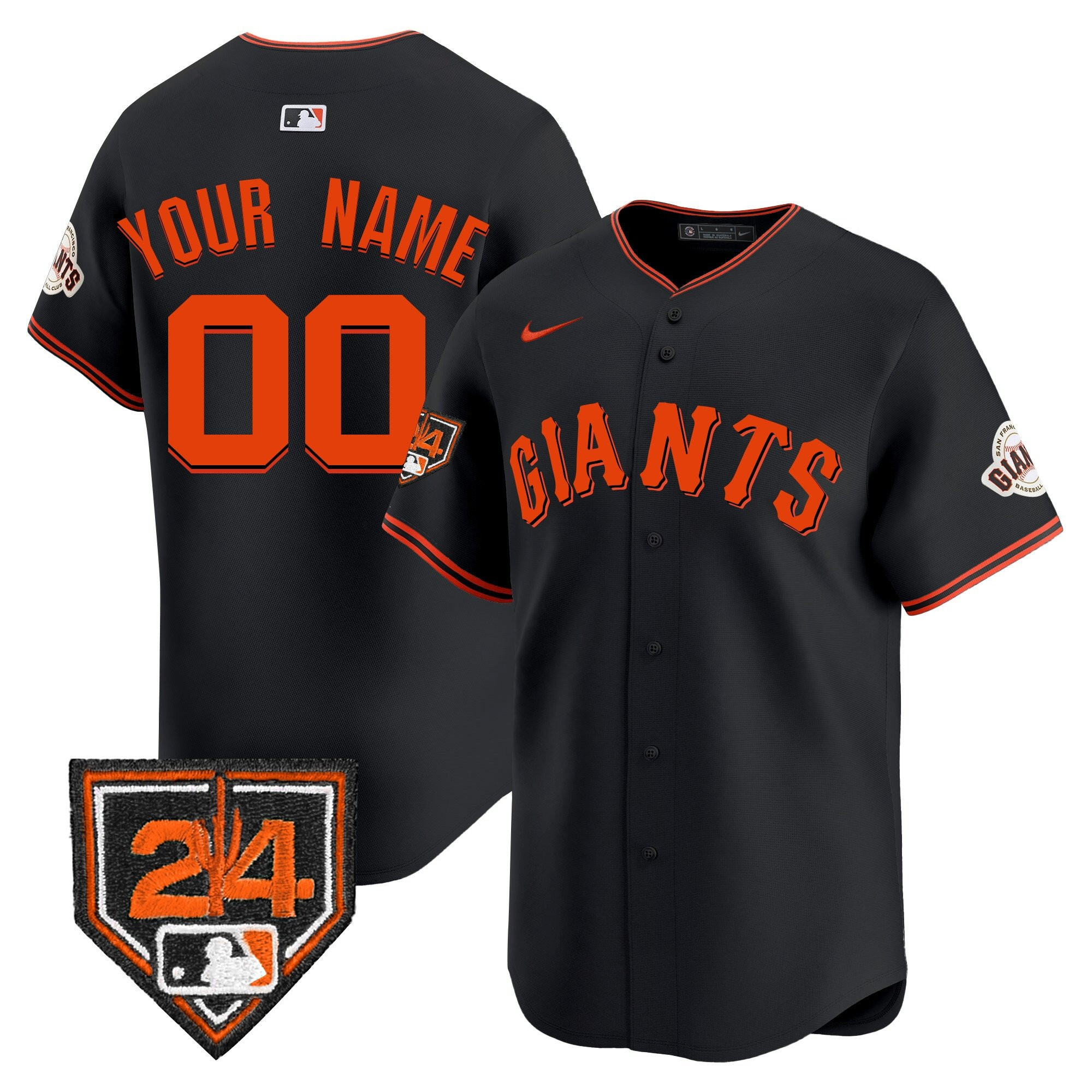 San Francisco Giants 2024 Spring Training Patch Custom Men Baseball Jersey - Black 