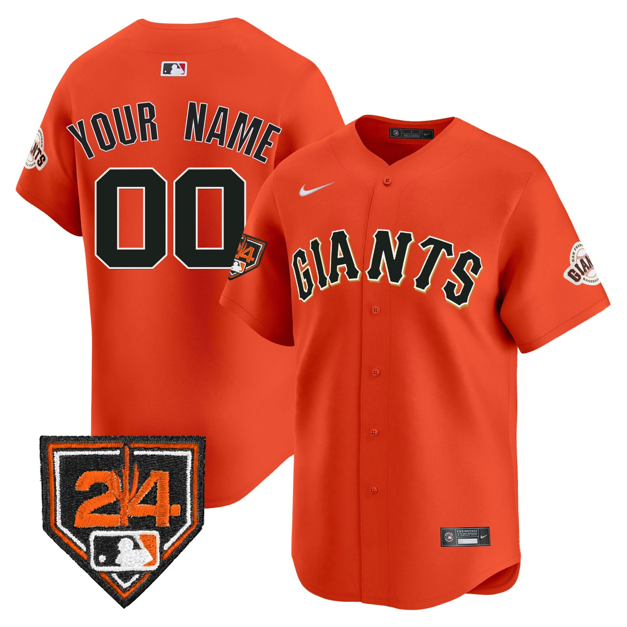 San Francisco Giants 2024 Spring Training Patch Custom Men Baseball Jersey - Orange 