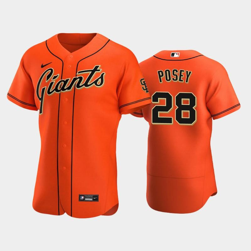 San Francisco Giants 28 Buster Posey Alternate Baseball Jersey Orange Baseball Jersey 