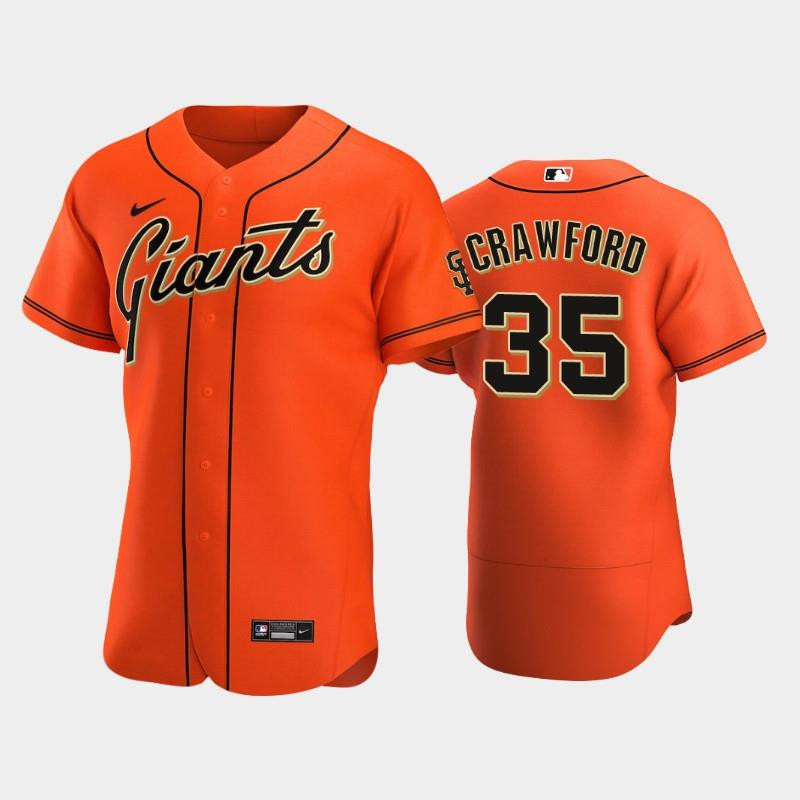 San Francisco Giants 35 Brandon Crawford Alternate Baseball Jersey Orange Baseball Jersey 
