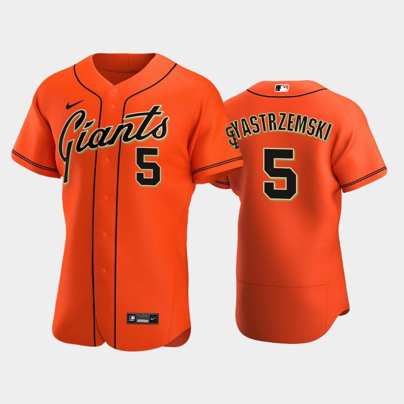 San Francisco Giants 5 Mike Yastrzemski Alternate Baseball Jersey Orange Baseball Jersey 