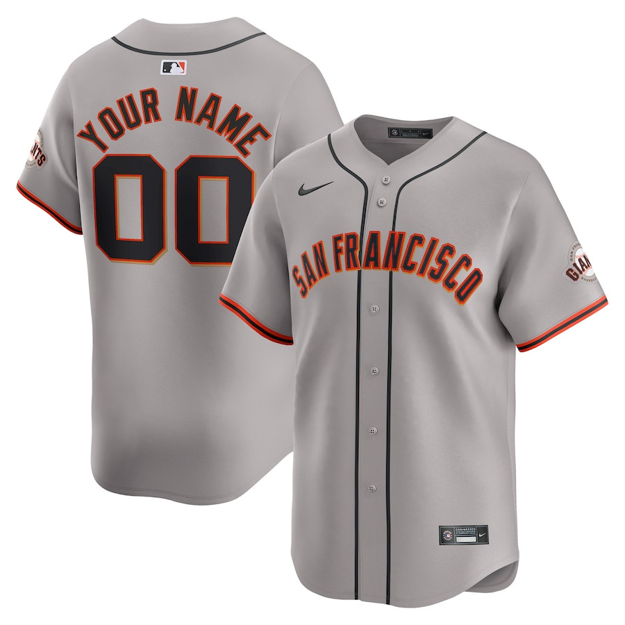San Francisco Giants Away Limited Custom Men Baseball Jersey - Gray 