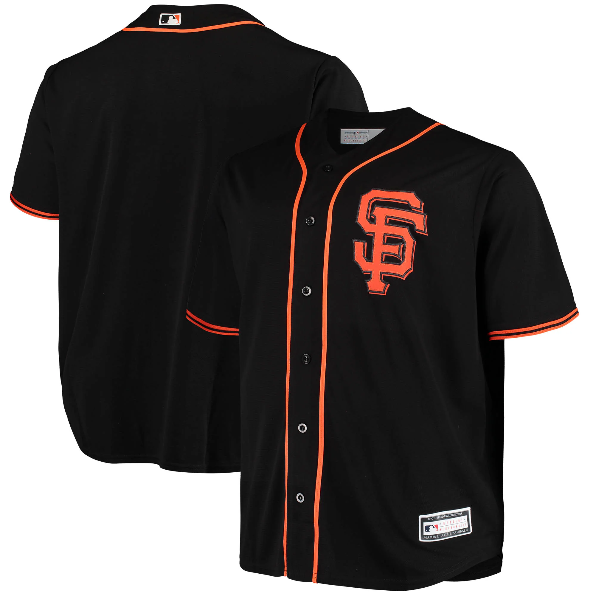 San Francisco Giants Big & Tall Alternate Replica Team Baseball Jersey - Black