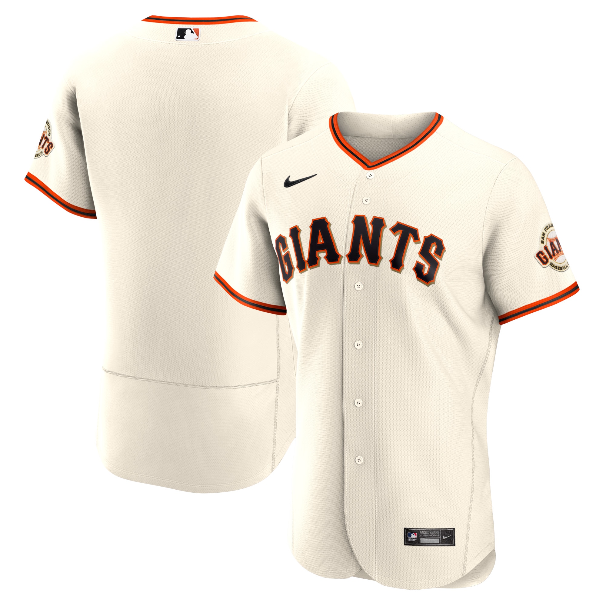 San Francisco Giants Home Authentic Team Logo Baseball Jersey - Cream