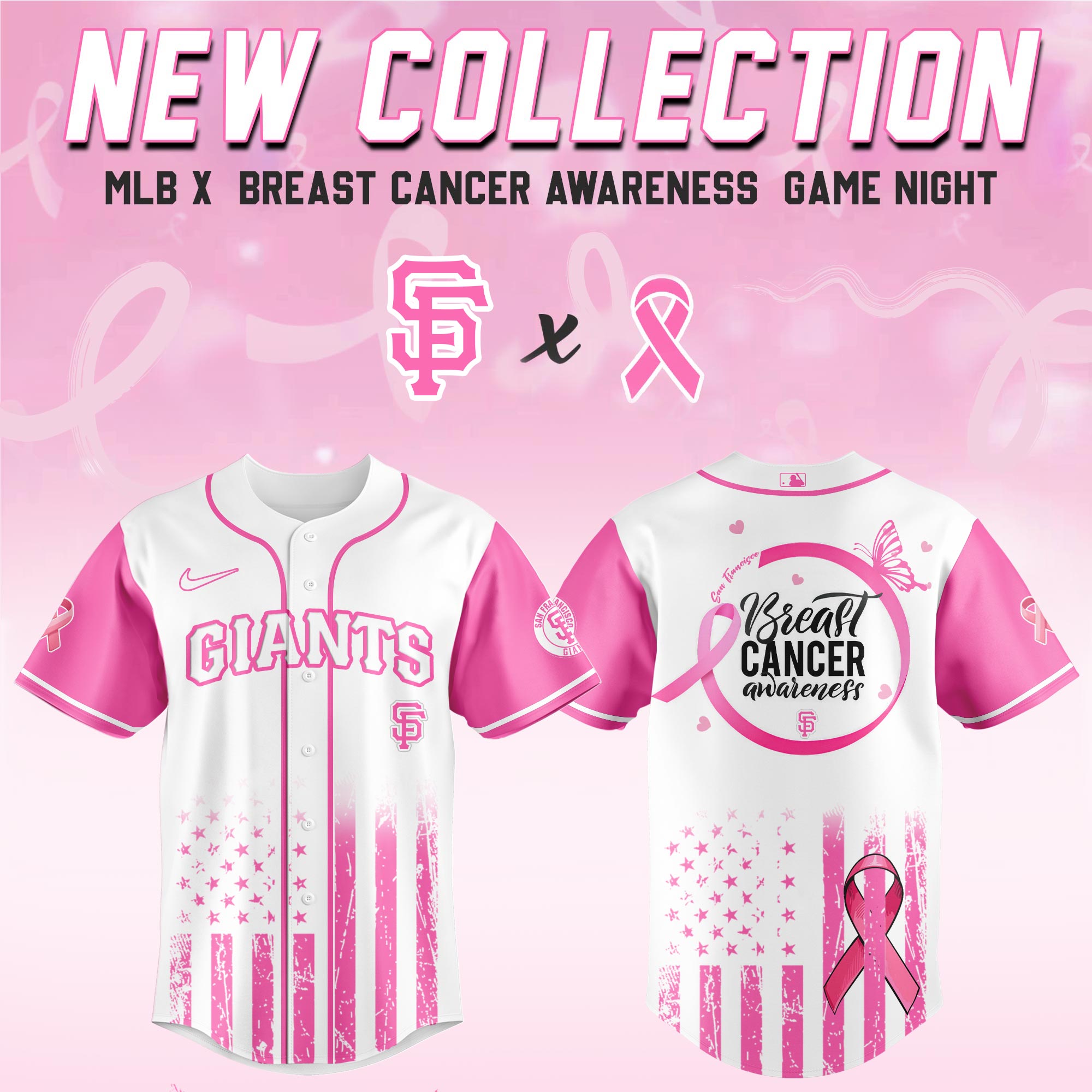 San Francisco Giants Mlb X Breast Cancer Awareness Month Hope In Pink Custom Baseball Jersey